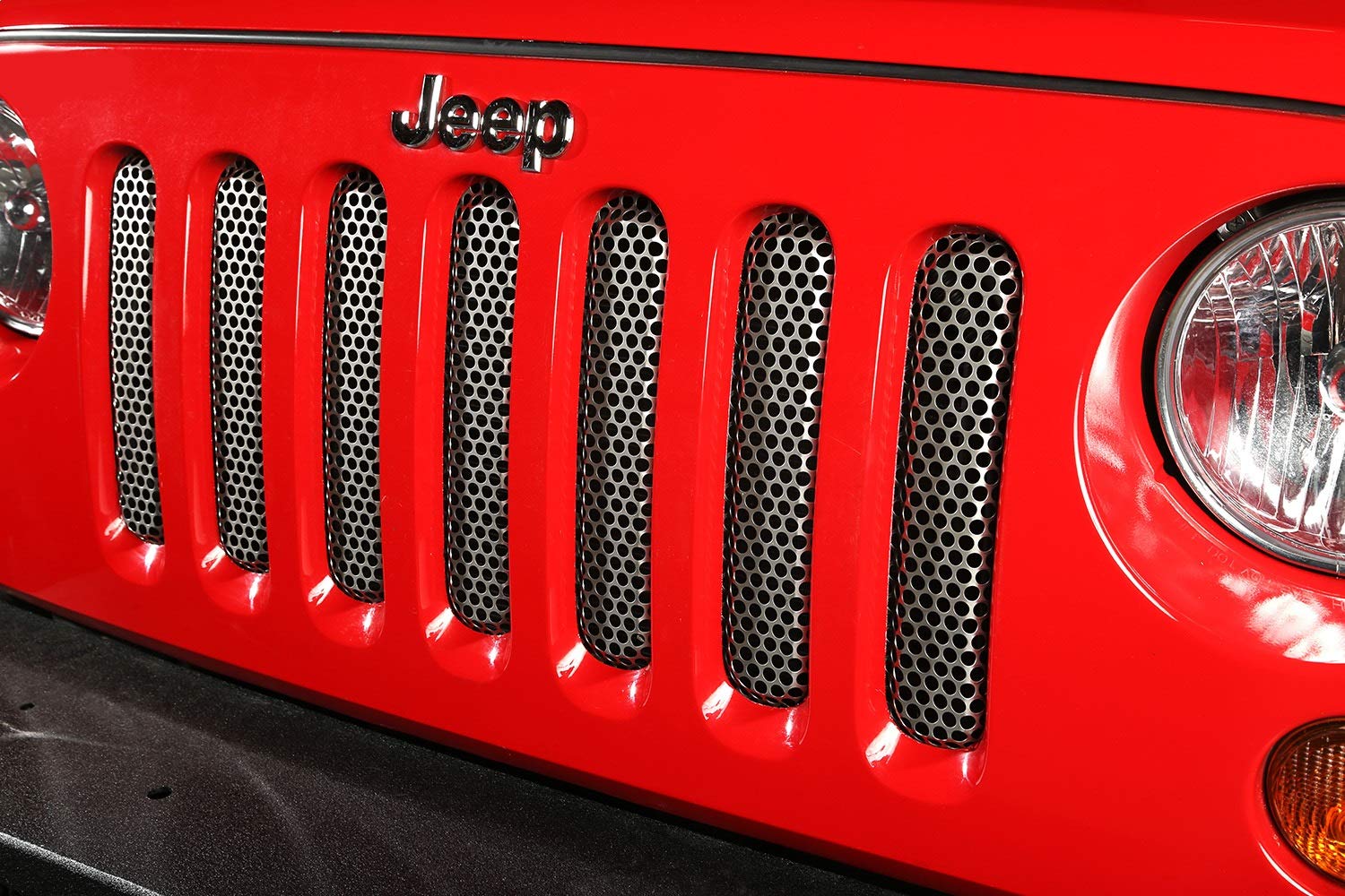Grille Insert, Satin Stainless Steel | Rugged Ridge | 11401.22 | Fits 2007-2018 Jeep Wrangler JK