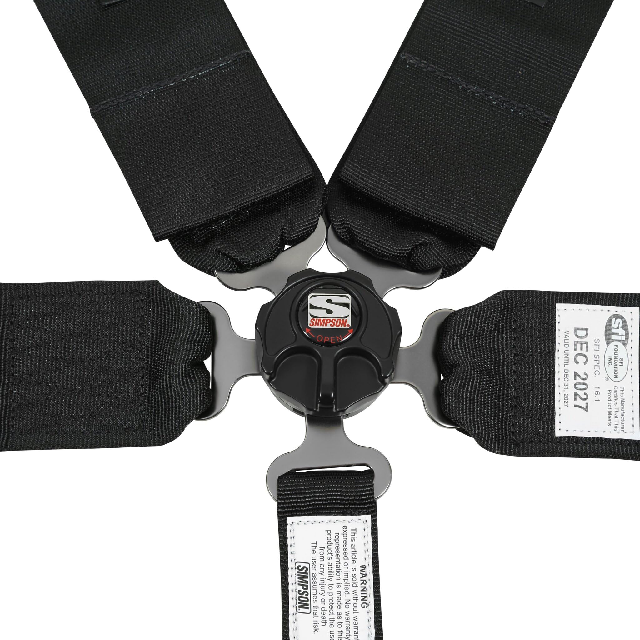 Simpson Racing L&L Harness 29110BKR1X - Camlock (Rotary) - SFI 16.1-55" Long - 5-Point - Pull Down - Bolt-In - Black