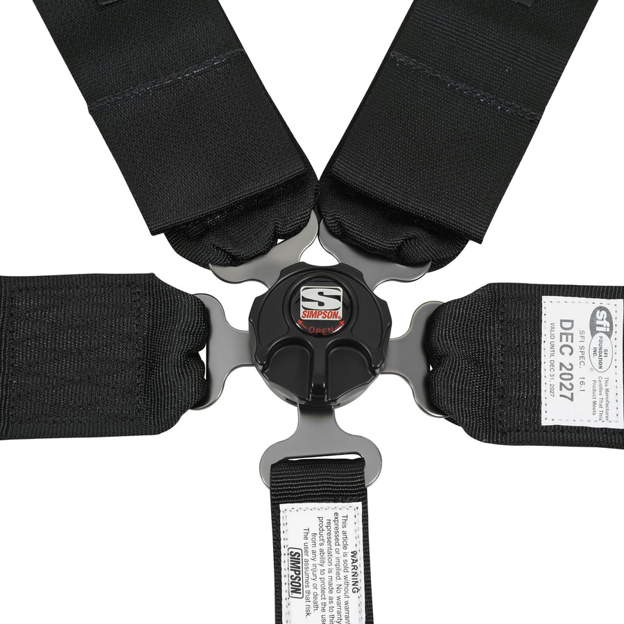 Simpson Racing L&L Harness 29110BKR1X - Camlock (Rotary) - SFI 16.1-55" Long - 5-Point - Pull Down - Bolt-In - Black
