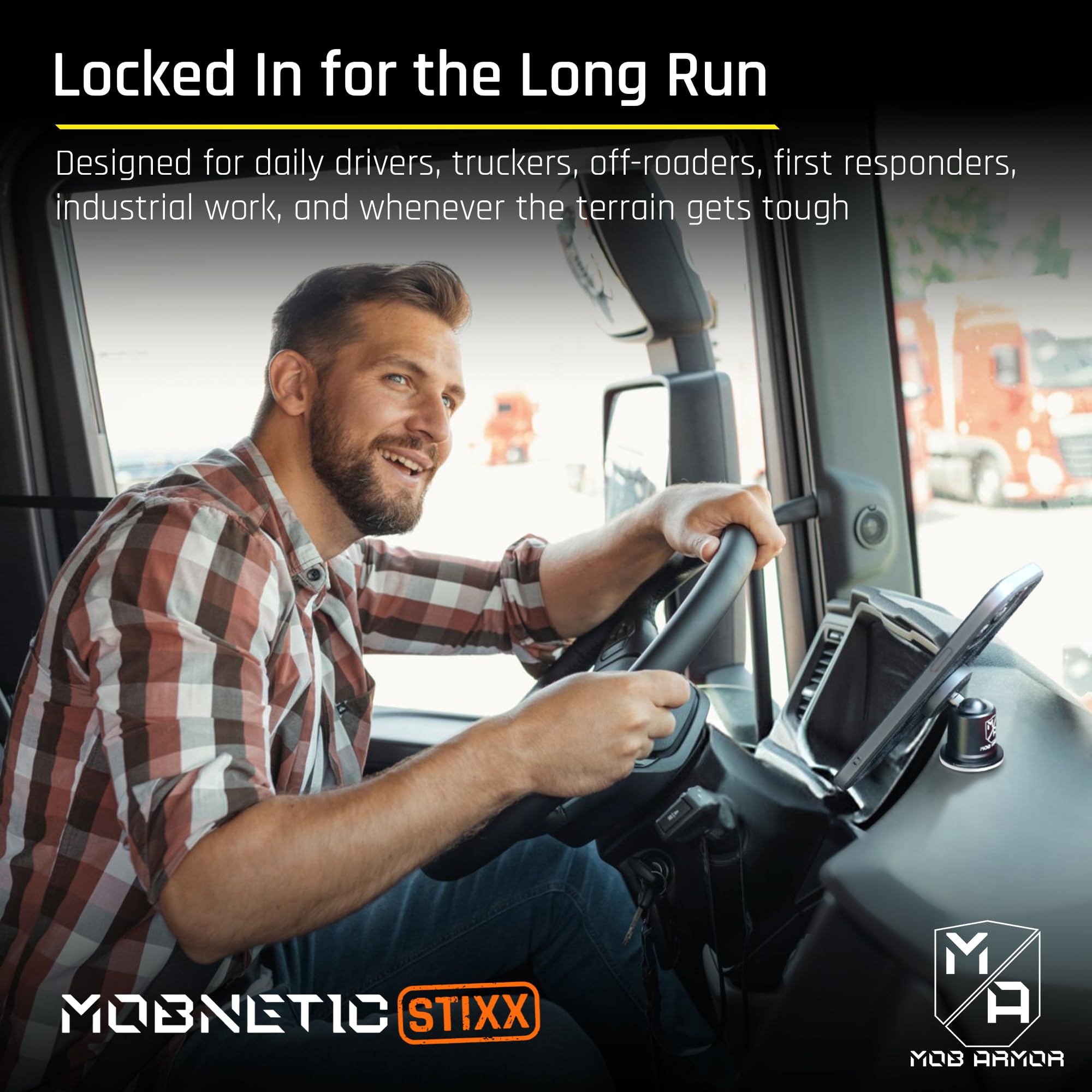 Mob Armor Stixx MobNetic - Phone Holder for Your Car, Magnetic Phone Mount for Trucks, Jeeps, and More - 90º Tilt & 360º Rotation, Compatible with iPhone & Android Smartphones