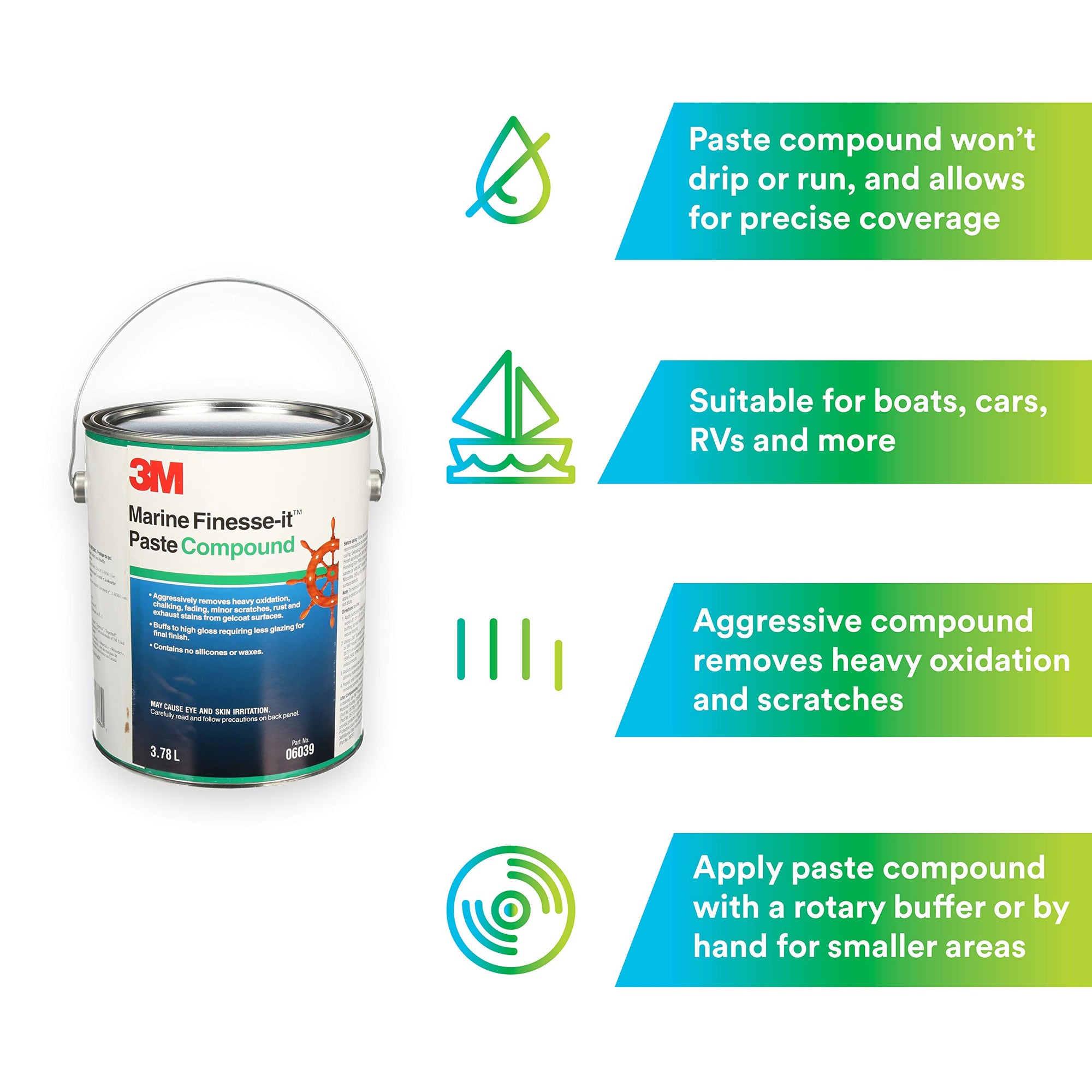 3M Marine Paste Compound Finesse-it, 06039, 1 gal