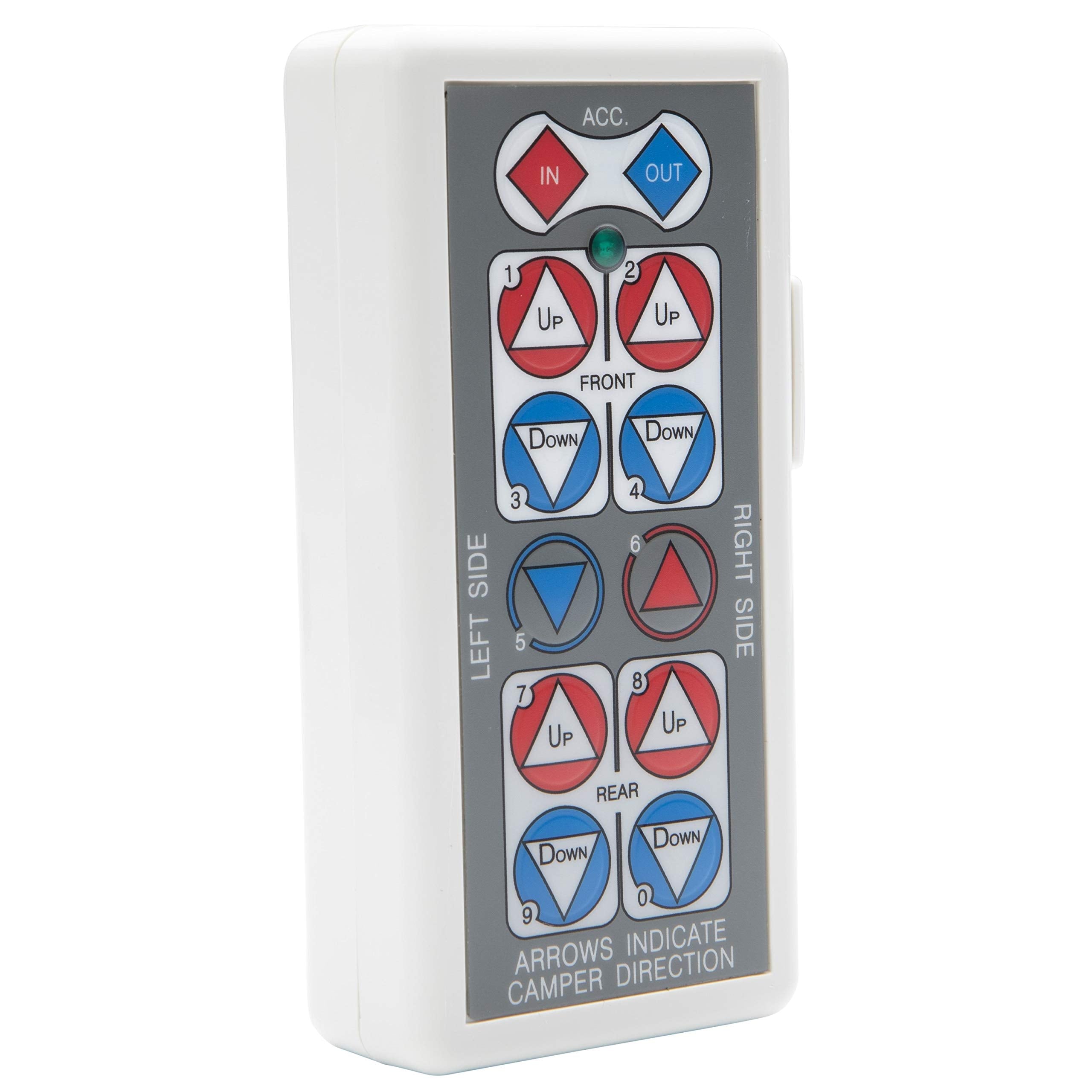 HappiJac Wireless Remote Controller Replacement Truck Camper Jack, Up-Down, Right-Left, in-Out Buttons, Directional Motor Control Pad, Requires 2 AA Batteries - 183070