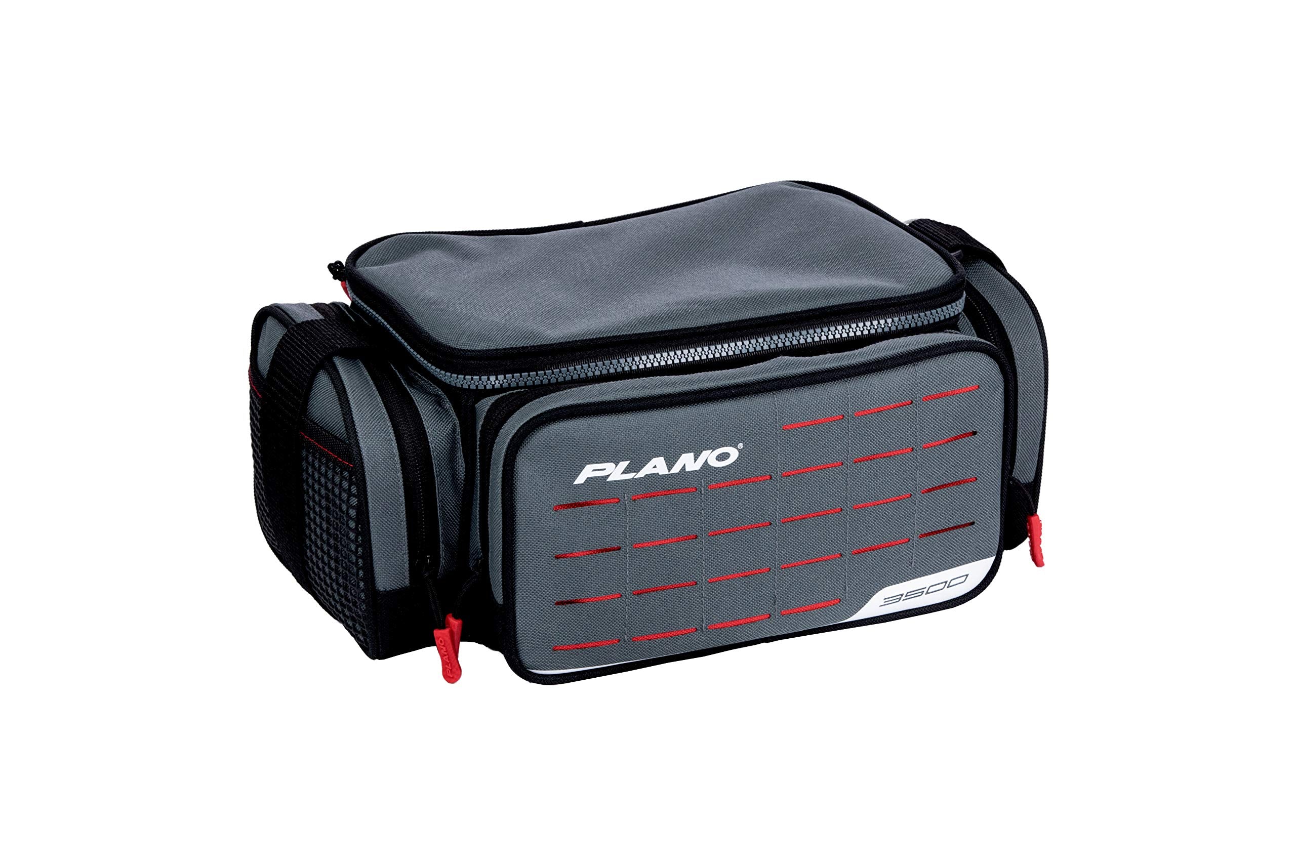 Plano 3500 Weekend Series Tackle Case, Gray Fabric, Includes 2 Stowaway Storage Boxes, Small Soft Fishing Tackle Bag for Baits & Lures, MOLLE Attachments, Charcoal