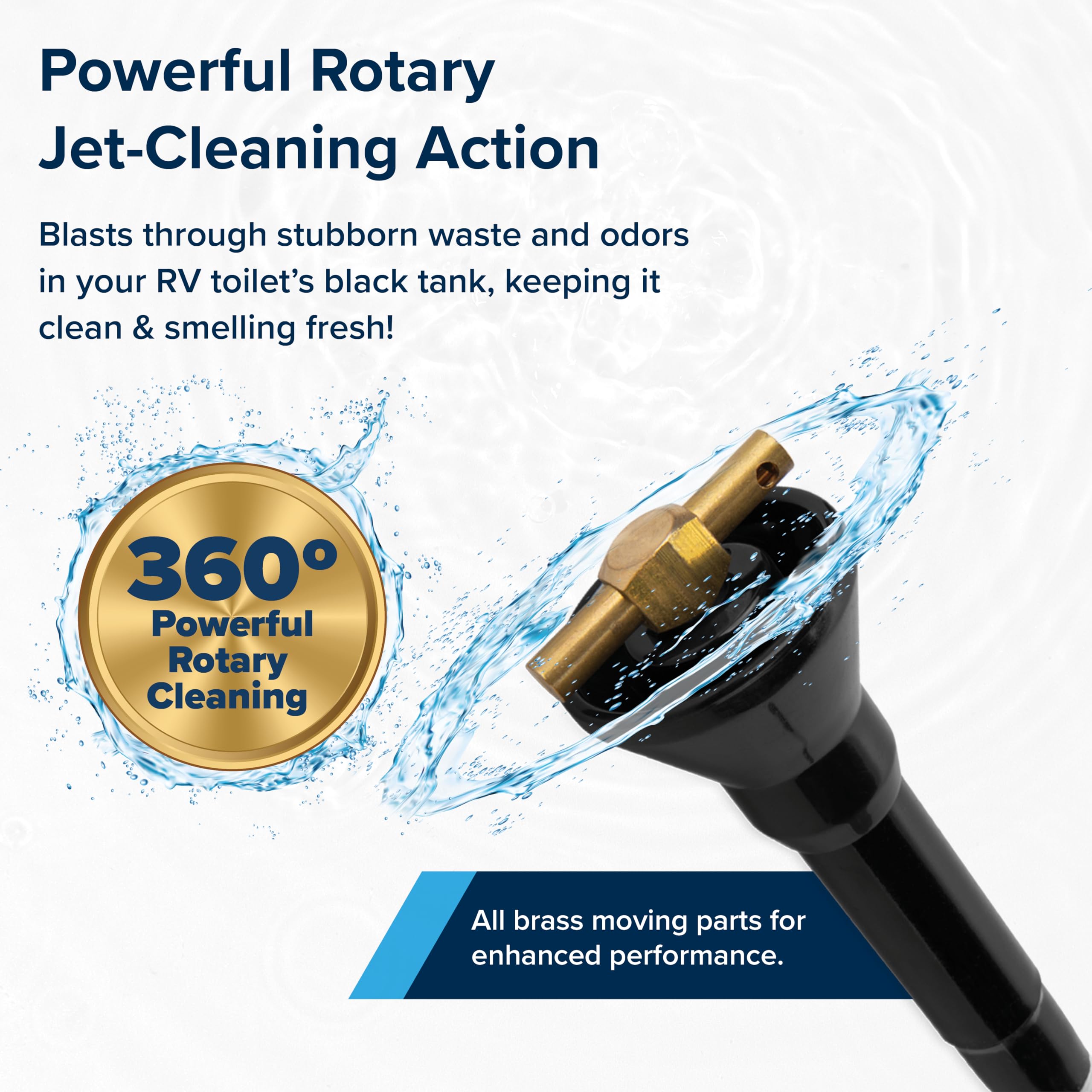 Camco Holding Tank RV Swivel Stik Rinser - Features Powerful Rotary Cleaning Action & 34-Inches of Flexible Reach - Equipped with 1/4 Turn Shutoff Valve & Ergonomic Easy Grip Handle (40074)