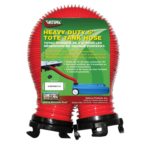 Heavy-Duty Valterra Tote Tank Hose - 5', Red