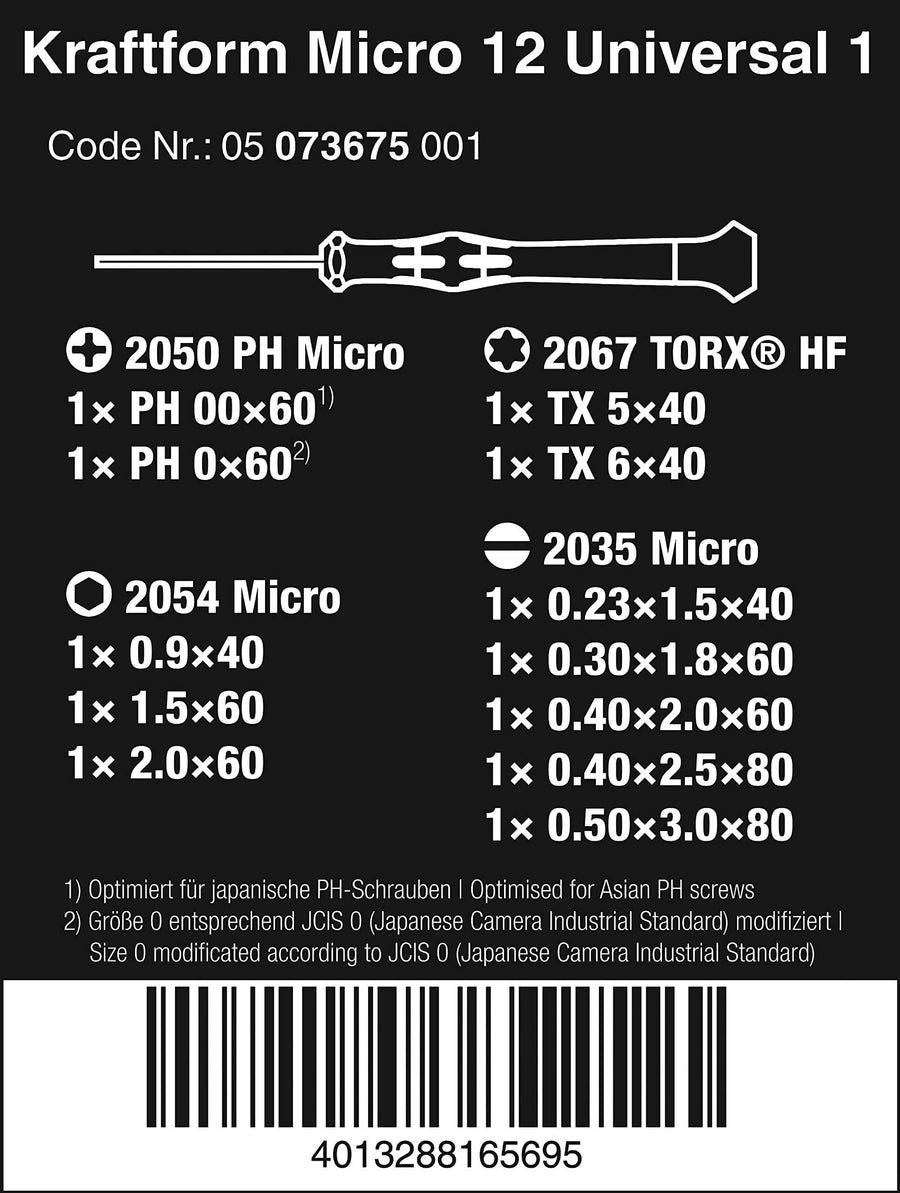 Wera Kraftform 05073675001 Micro-Set/12 Sb 1 Screwdriver Set