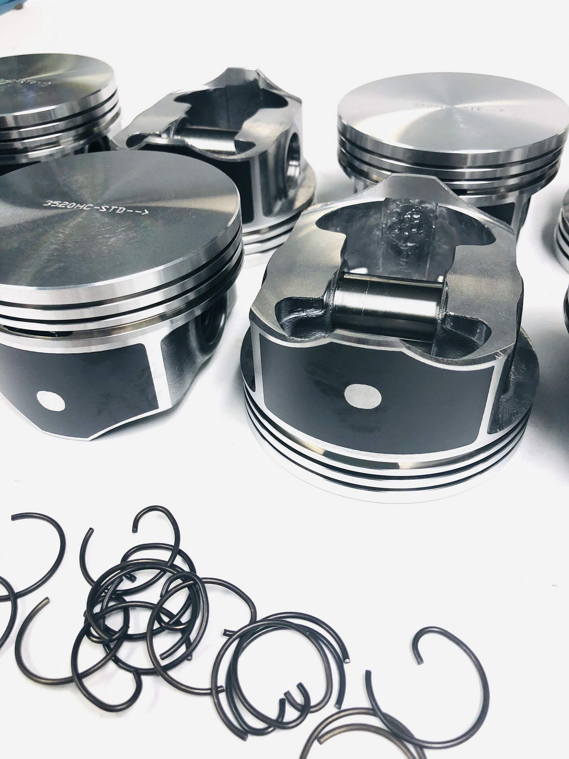 Hypereutectic Silvolite Flat Top Pistons compatible with 1999-2008 GM LS 4.8L & 5.3L Engines GEN III & IV (Standard 3.780" Bore)