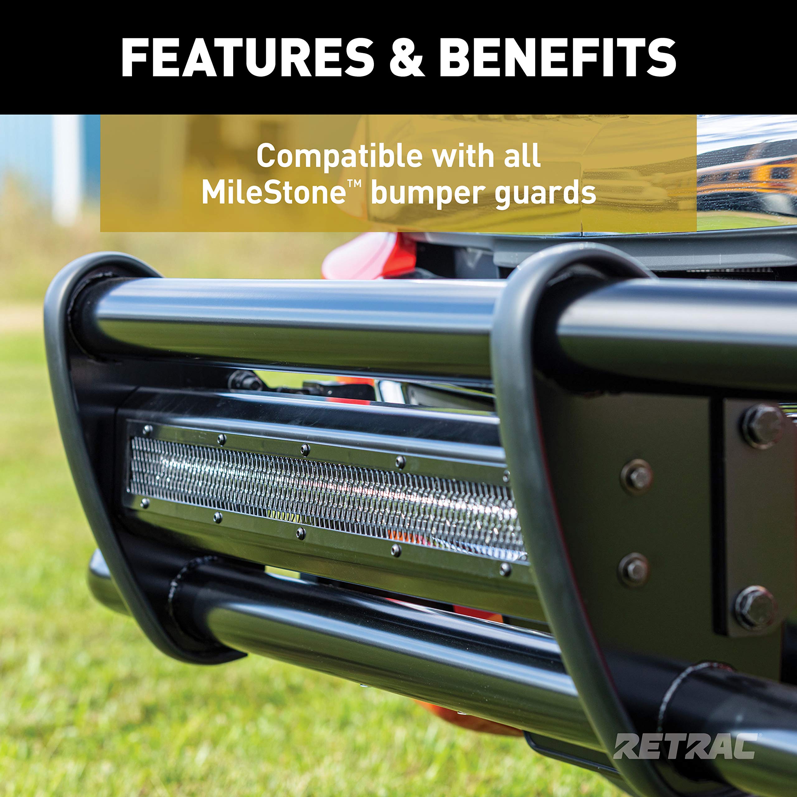 Milestone Retrac 207710 Black Stainless Bumper Guard Light Cage