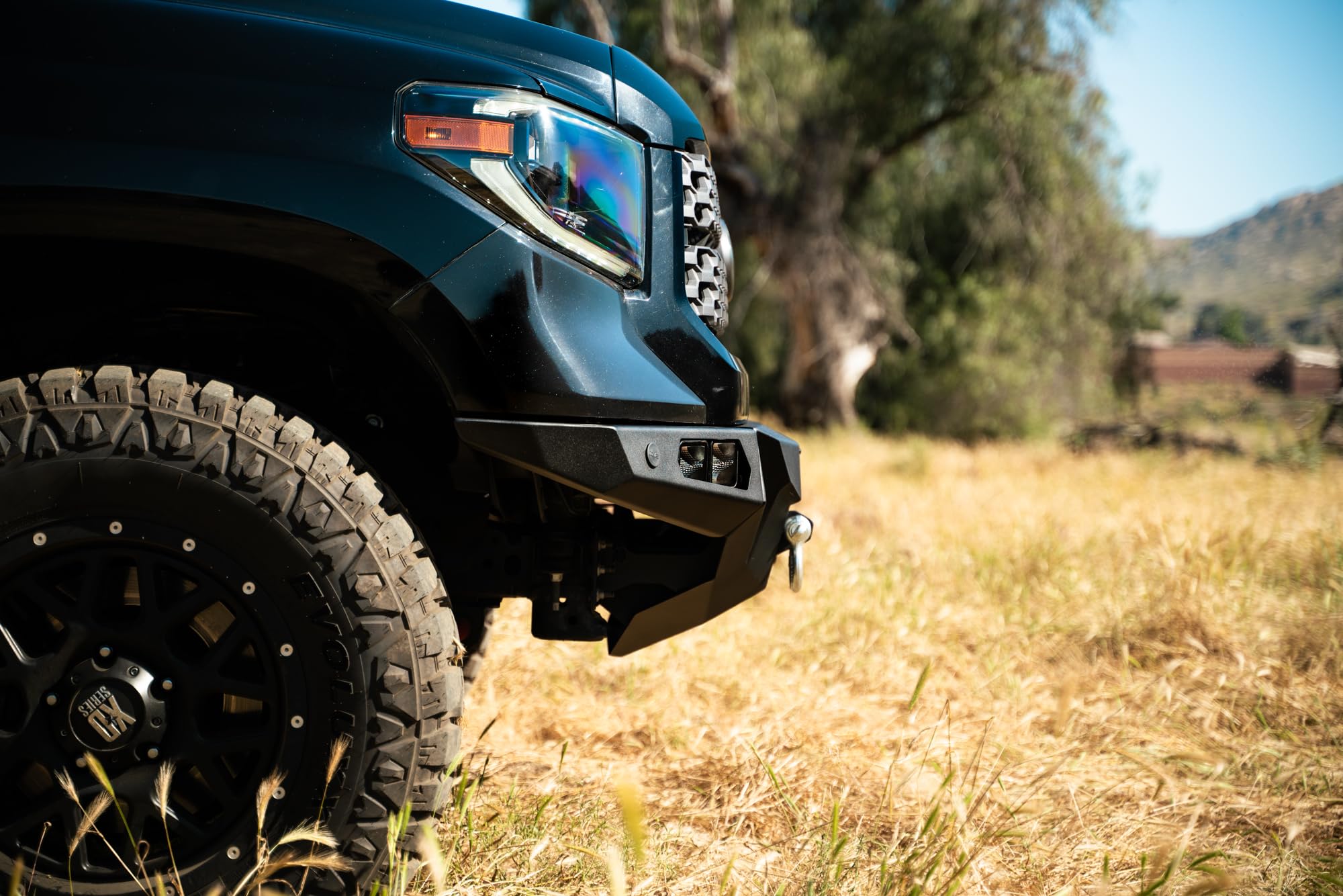 Offroad DV8 Spec Series Winch Front Bumper for 2014-2021 Toyota Tundra | Compatible w/Standard Heavy-Duty Winches | Mounts one 20" Single or Dual Row Light Bar & four 3" Pod Lights | 2 D-Ring Mounts