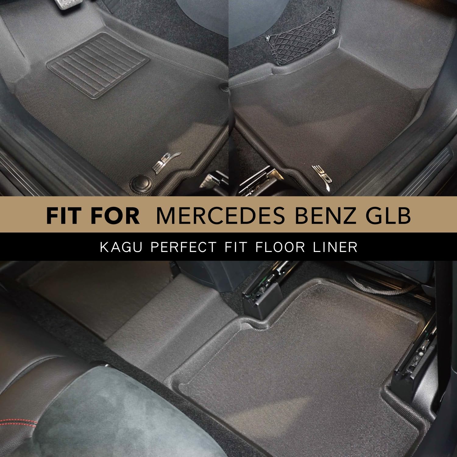 Custom Fit 3D MAXpider Kagu Floor Mat (Black) Compatible with Mercedes-Benz Glb 250 5-Seat (X247) 2020-2026 / Amg Glb35 2021-2026 - 1st & 2nd Row