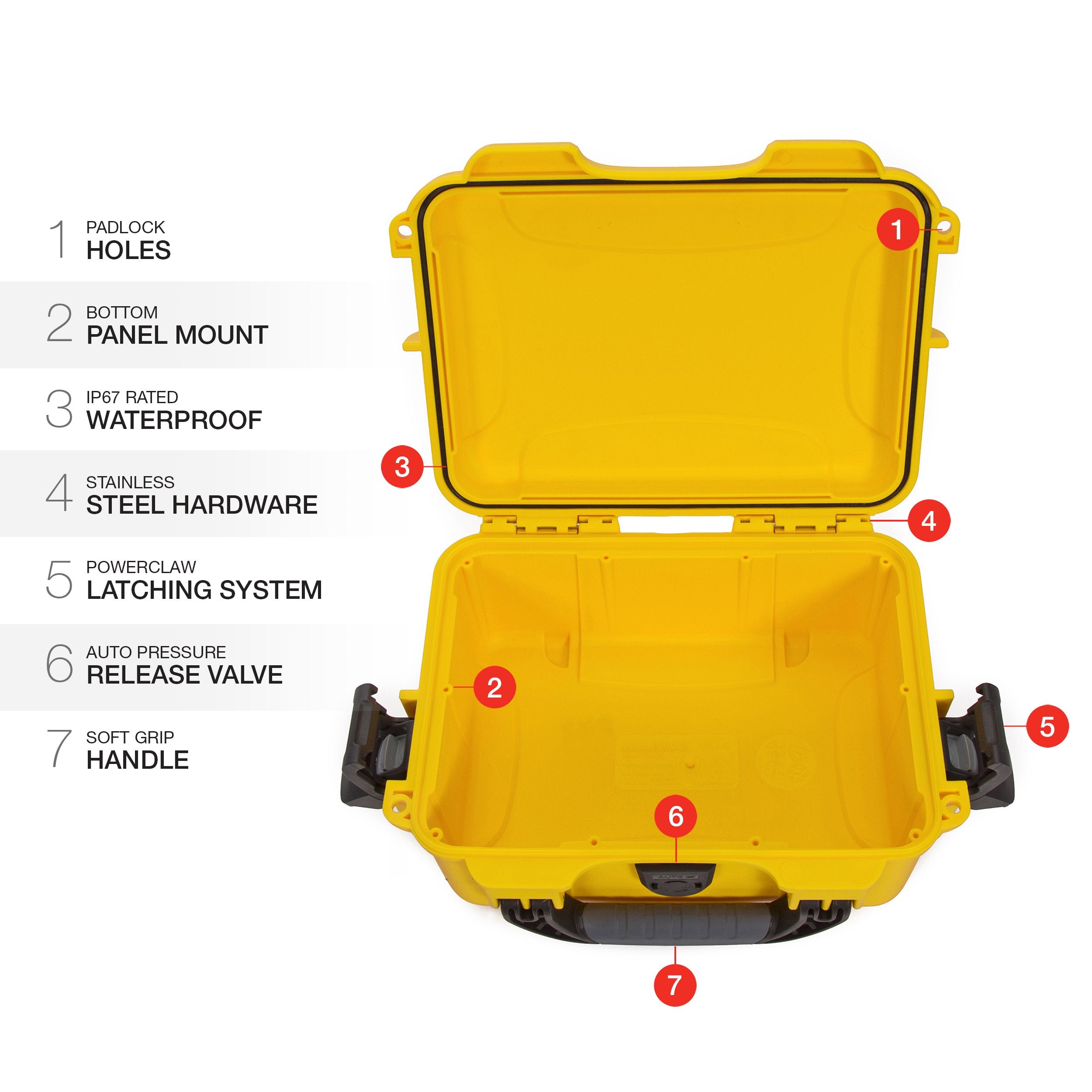 Nanuk 904 Small Series Lightweight NK-7 Resin Waterproof Protective Case for Mirrorless Camera or 2-Way Radio, Yellow