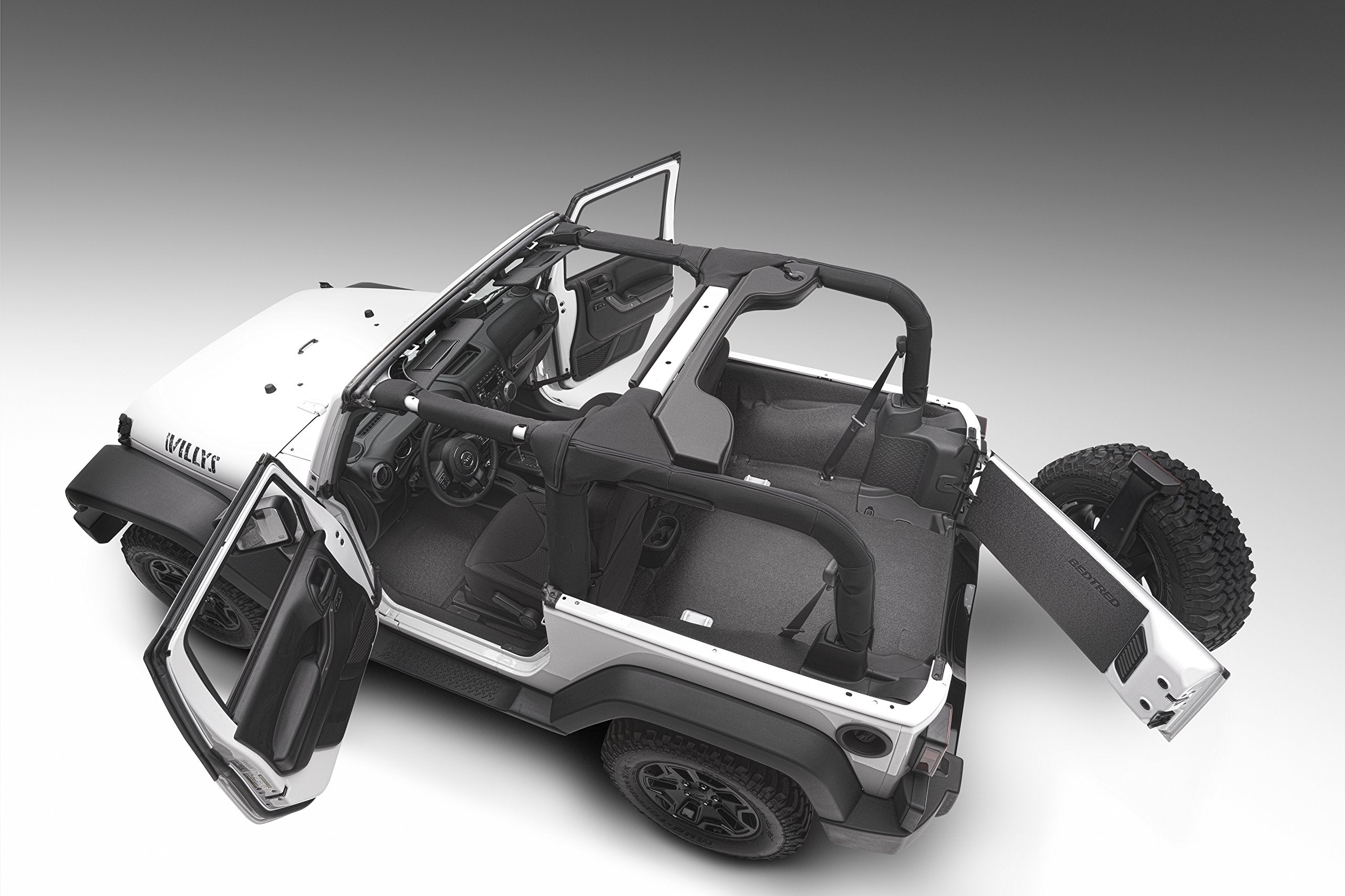 Jeep Bedtred - Bedrug | 2007 - 2010 Jeep Wrangler JK 2 Door, Cargo Liner w/ Tailgate & Tub Liner | Grey - 5 pc. | BTJK07R2
