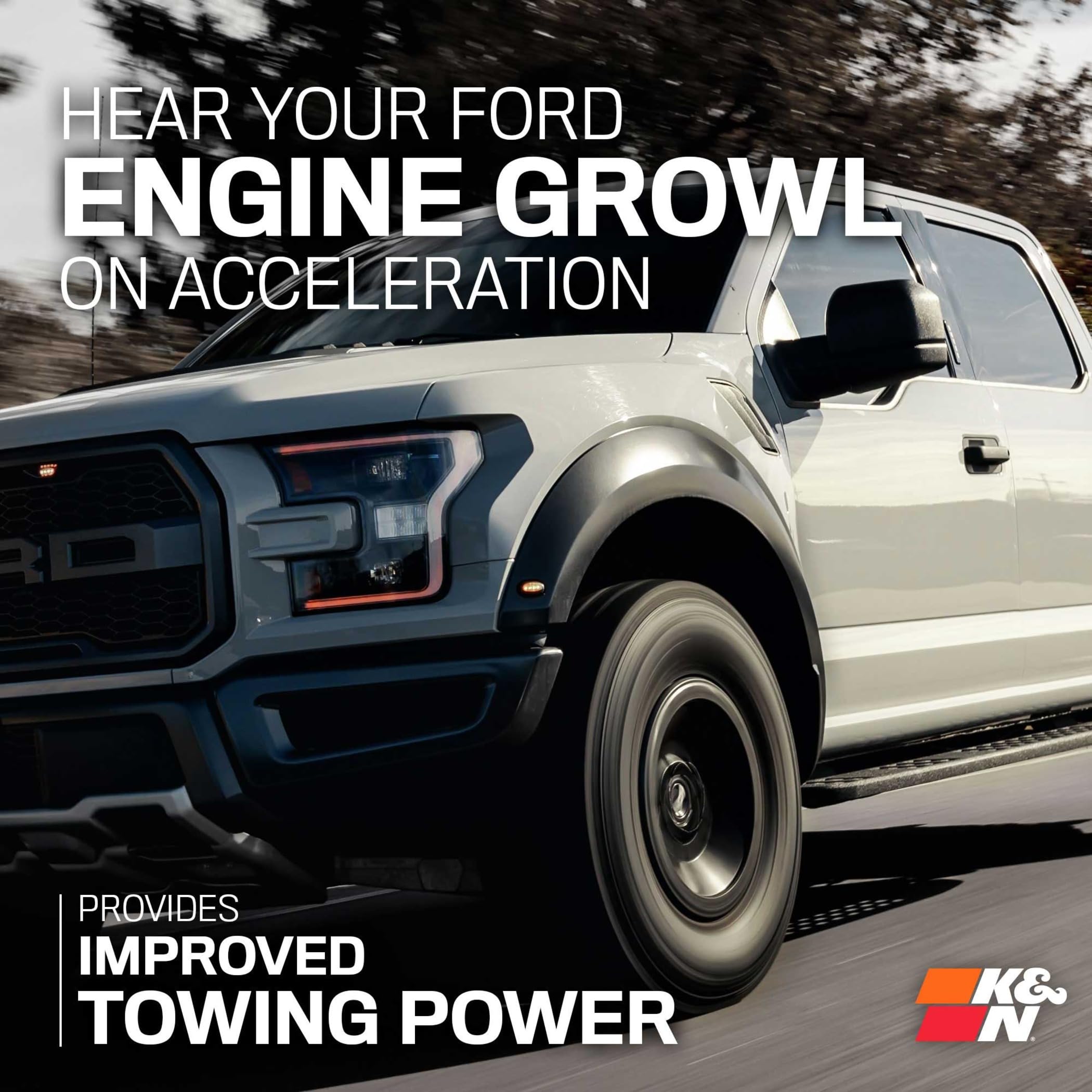 K&N Cold Air Intake System: High-Flow Air Filter, Towing & Increase Performance: Compatible with 2015-2025 FORD: F150, 63-2593