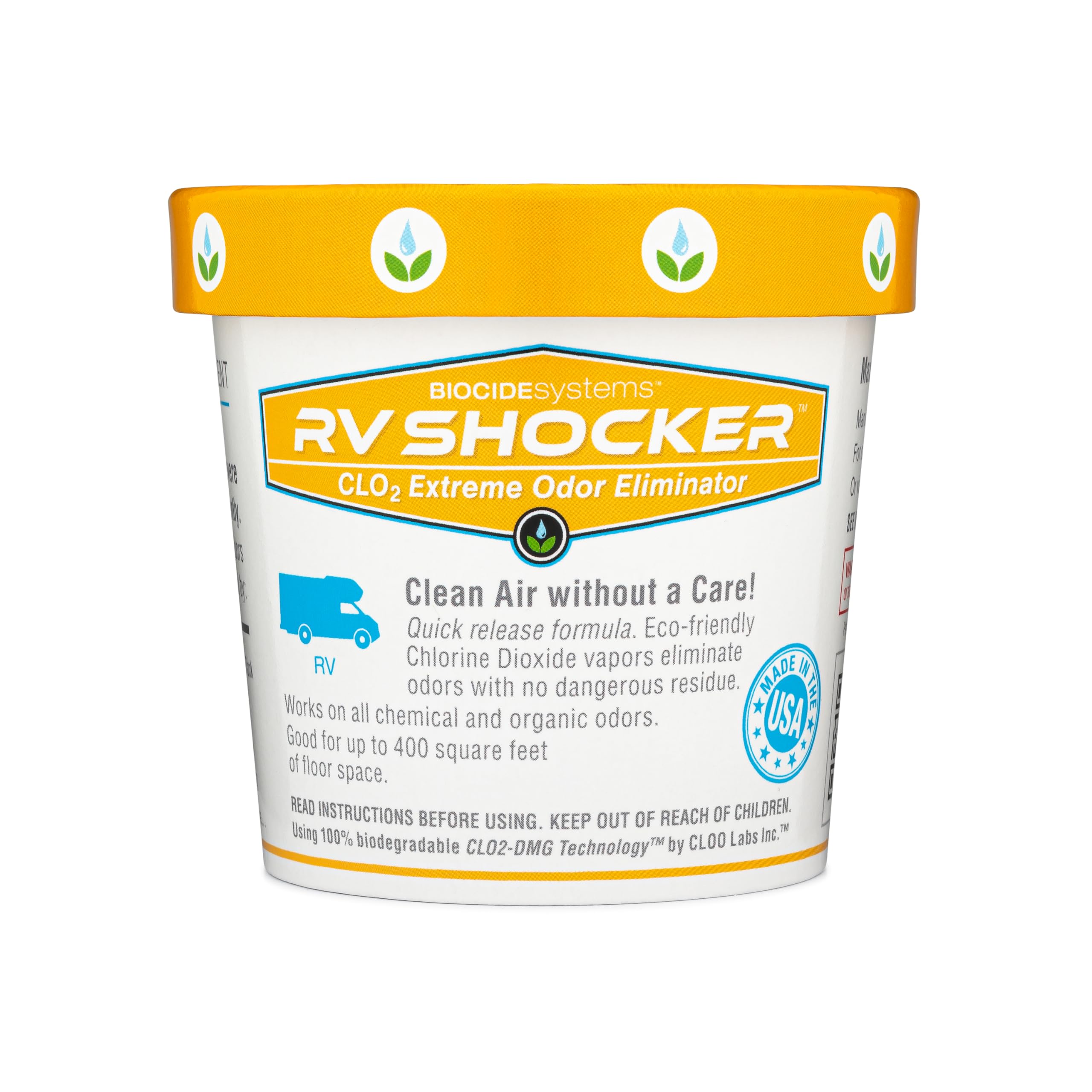 Biocide Systems RV Shocker Strong Odor Eliminator for Trailer & Camper, Eco-Friendly Chlorine Dioxide Odor Bomb for Motorhome Up to 400 Square Feet of Floor Space