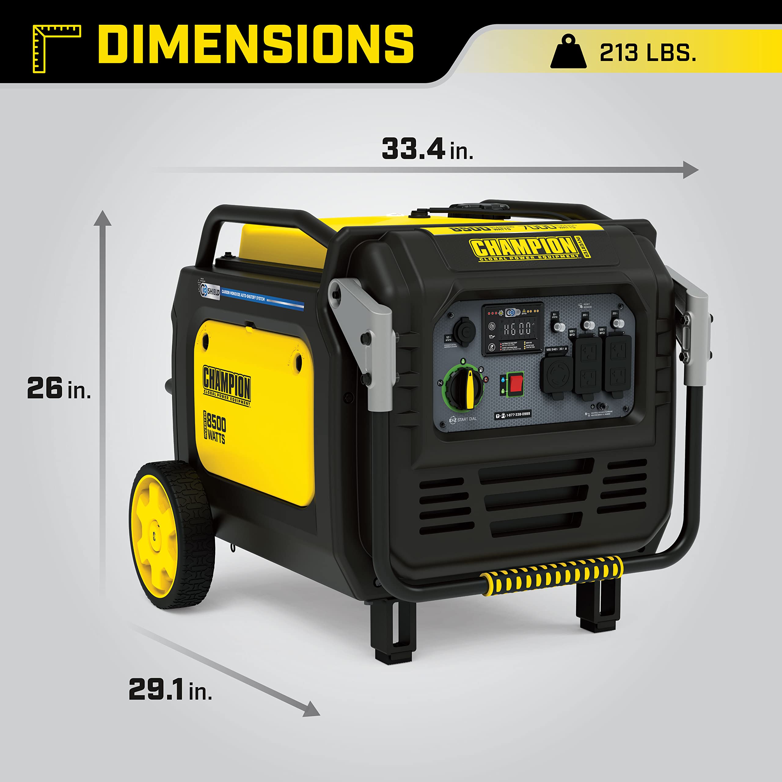 8500-Watt Champion Power Equipment Electric Start Home Backup Portable Inverter Generator with Quiet Technology and CO Shield