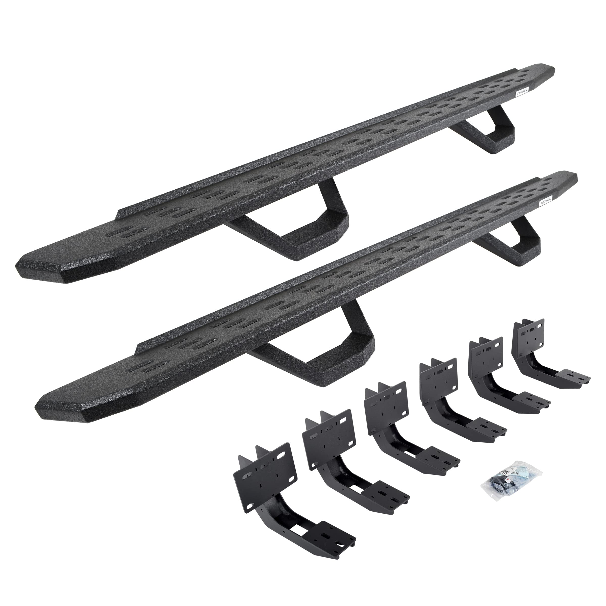 Go Rhino Running Boards RB30, Brackets, & 2 Pair of Drop Steps | Galvanized Steel, Protective Bedliner Coating | 6963068720T | Fits 2019-2024 RAM 1500 Crew Cab Pickup