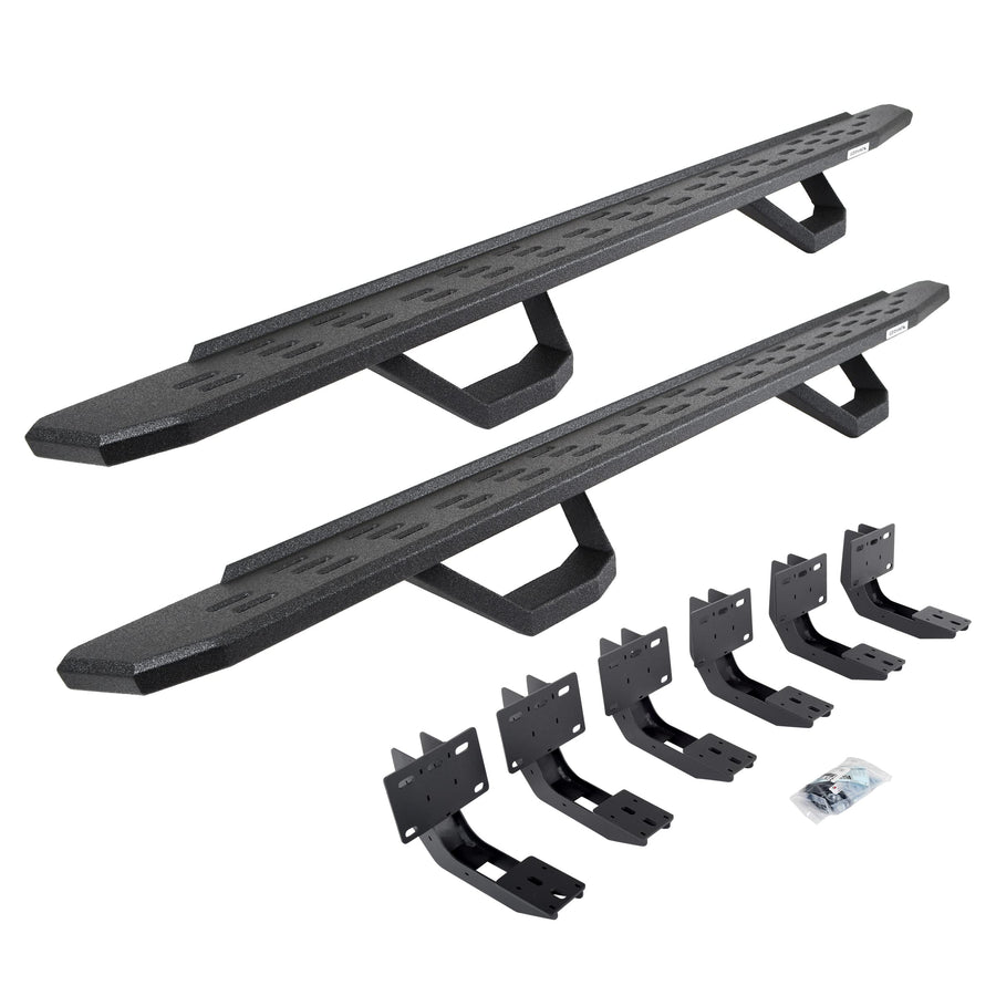 Go Rhino Running Boards RB30, Brackets, & 2 Pair of Drop Steps | Galvanized Steel, Protective Bedliner Coating | 6963068720T | Fits 2019-2024 RAM 1500 Crew Cab Pickup