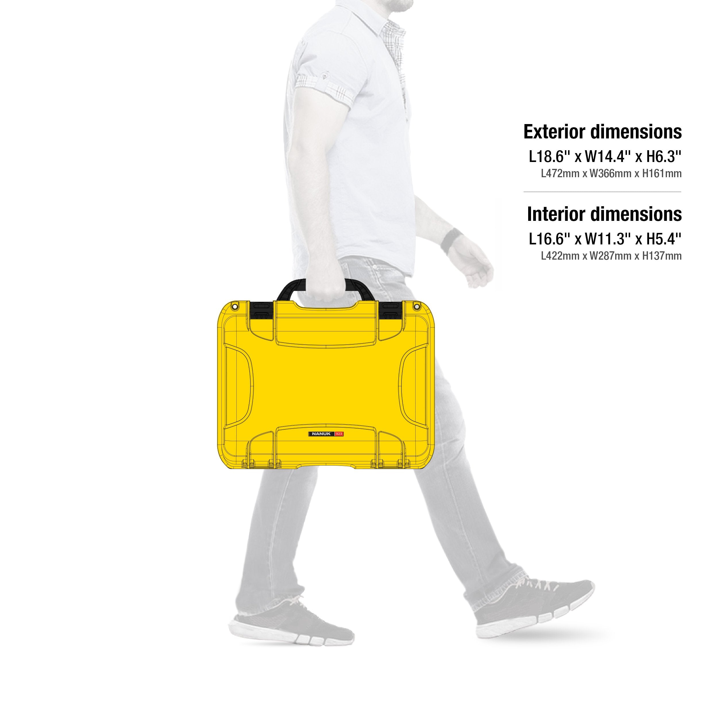 Waterproof Nanuk 923 Hard Case Empty with Incorporated TSA Approved Travel Lock Latches - Yellow