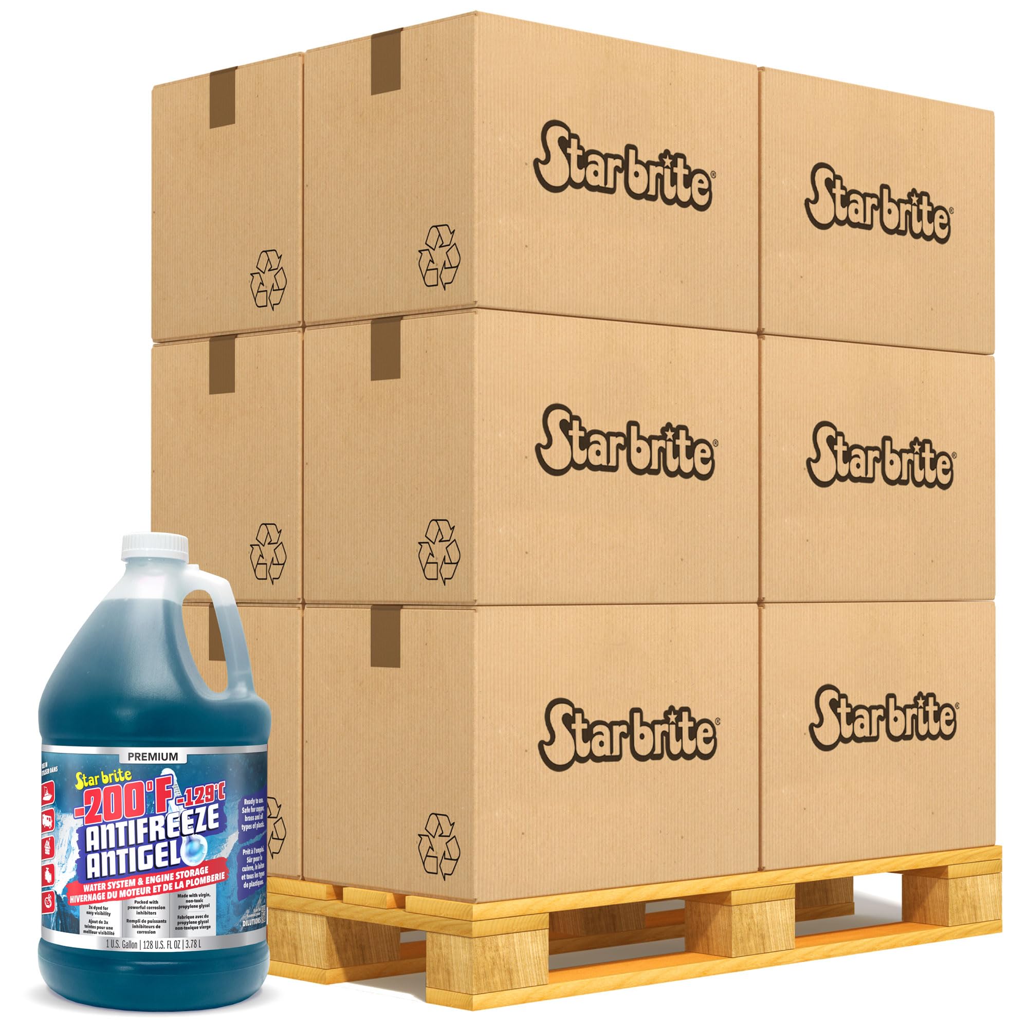 Non-Toxic STAR BRITE Premium -200°F Antifreeze for RV, Marine & Water Systems, Propylene Glycol Formula with Corrosion Inhibitors, Ready-to-Use Cold Weather Protection