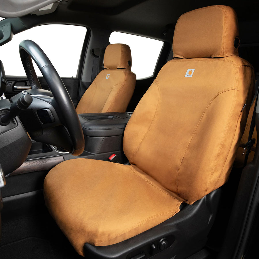 Covercraft Custom Seat Covers Carhartt SeatSaver | Fits 2024 Ford F-750 | 1st Row Bucket Seats, Duck Weave Brown