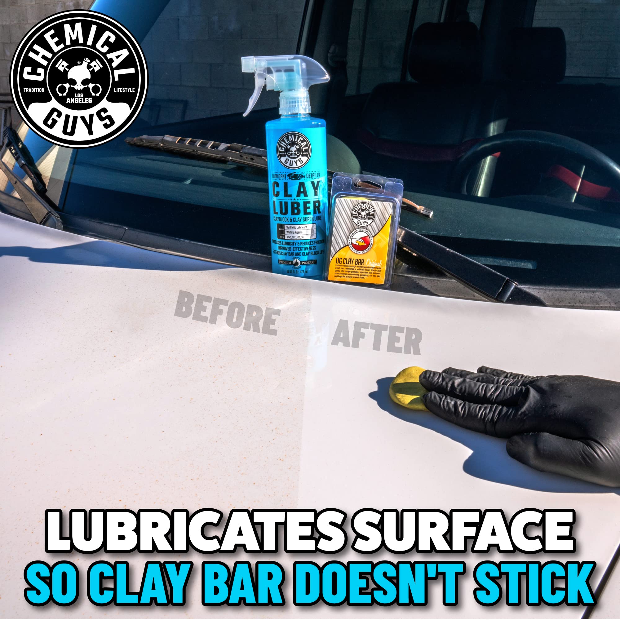 Chemical Guys Clay Luber Synthetic Lubricant WAC_CLY_100_16 with Wetting Agents for Clayblock and Car Detailing Clay (Works on Cars, Trucks, SUVs, Jeeps & More), 16 fl oz