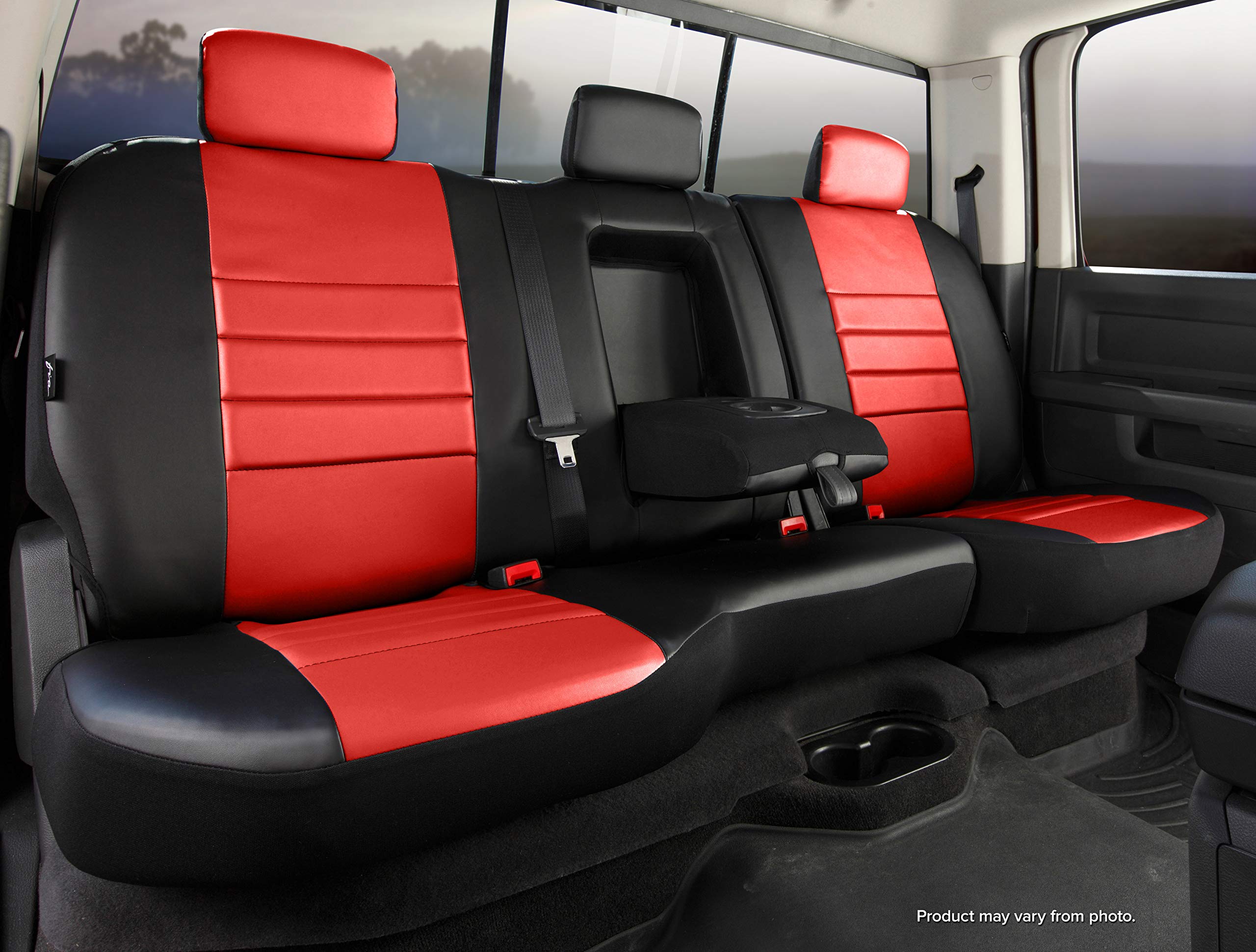 Custom Fit Rear Seat Cover FIA SL62-87 RED, Split Seat 40/60 - Leatherette (Black W/Red Insert)
