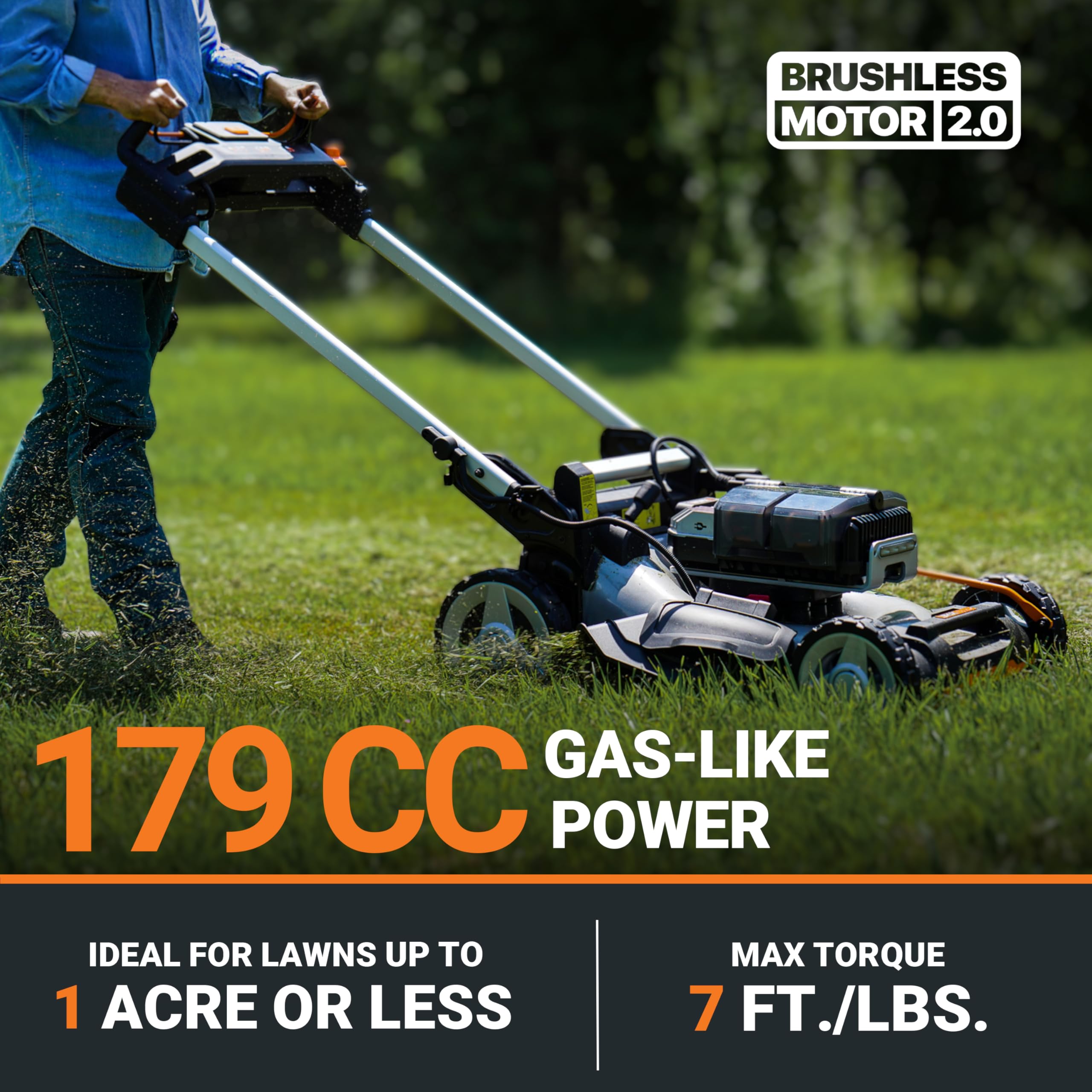 Worx 80V Nitro 21" Cordless Lawn Mower, 3 in 1 Electric Mower with Brushless Motor, Self-Propelled Lawn Mower for 1 Acre, 4 × 5.0 Ah Batteries & Charger Included, WG761