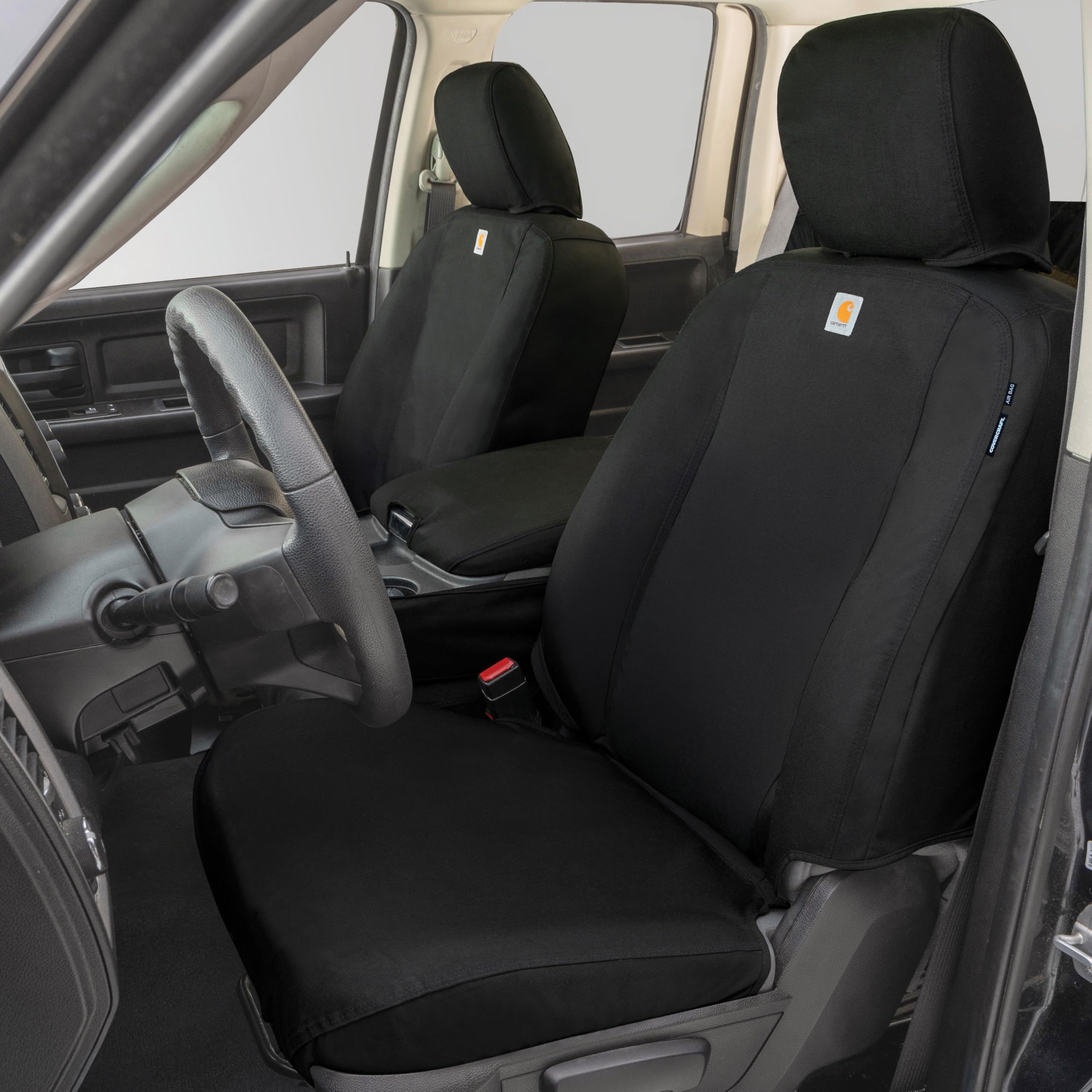 Covercraft Super Dux Carhartt SeatSaver Custom Seat Covers for 2019-2026 Chevrolet Silverado/GMC Sierra 1500, 2020-2026 2500/3500-1st Row 40/20/40 Bench Seat, Super Dux Black