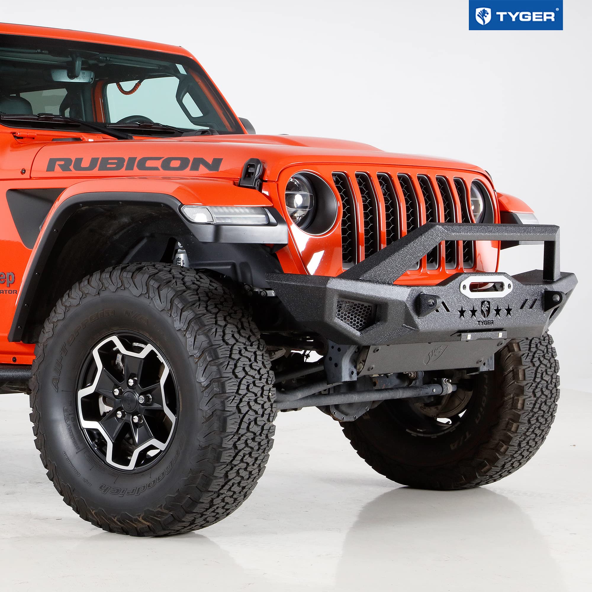 TYGER FURY Front Bumper w/Skid Plate Winch Plate Compatible with 2007-2026 Jeep Wrangler JK/JL; 2020-2026 Gladiator | Textured Black Tyger Auto TG-BP6J80068