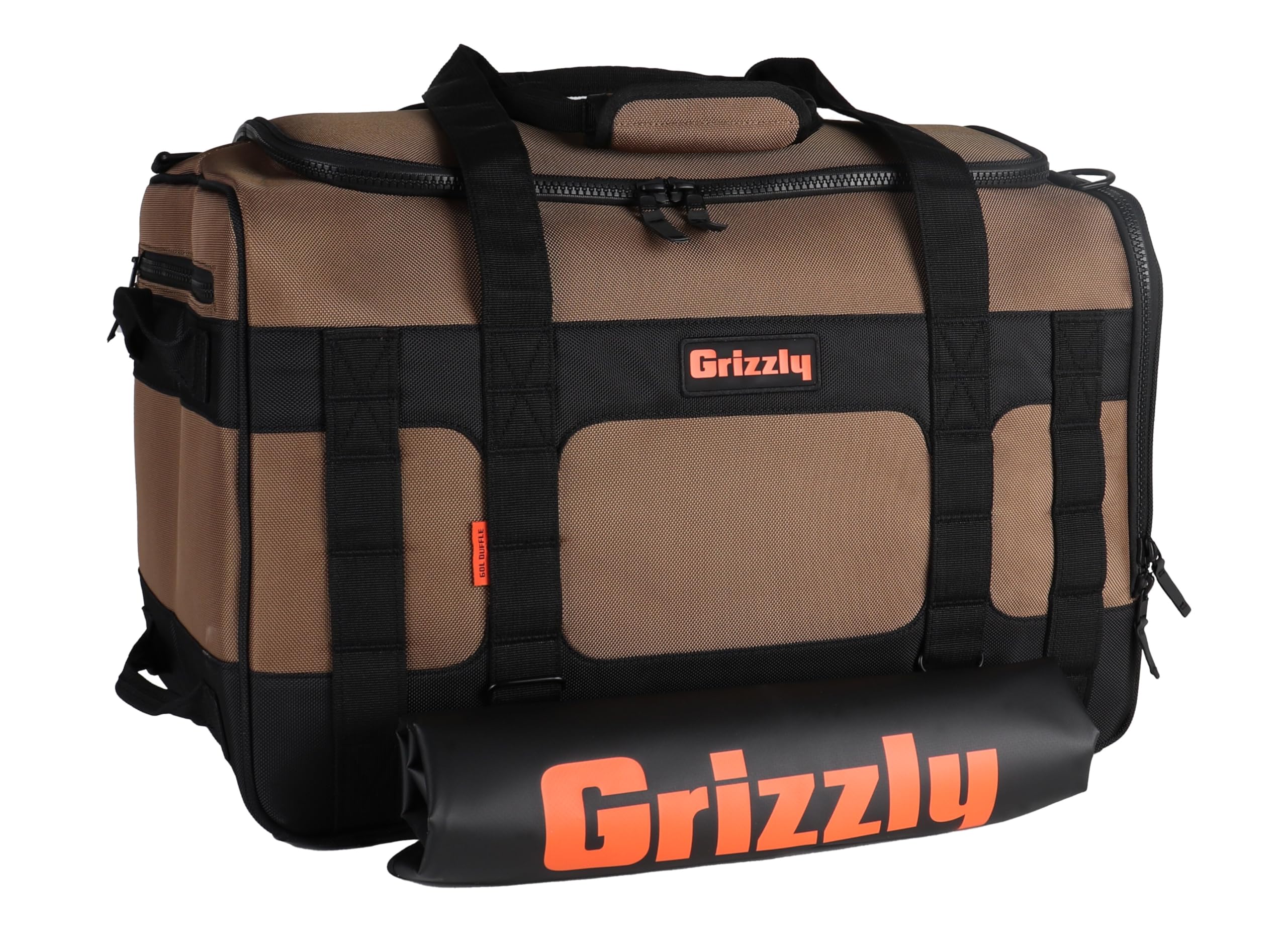 Duffle Grizzly 60 | Heavy-Duty Construction | Water Resistant Base | 60L Capacity | Large Storage Pocket | Tan