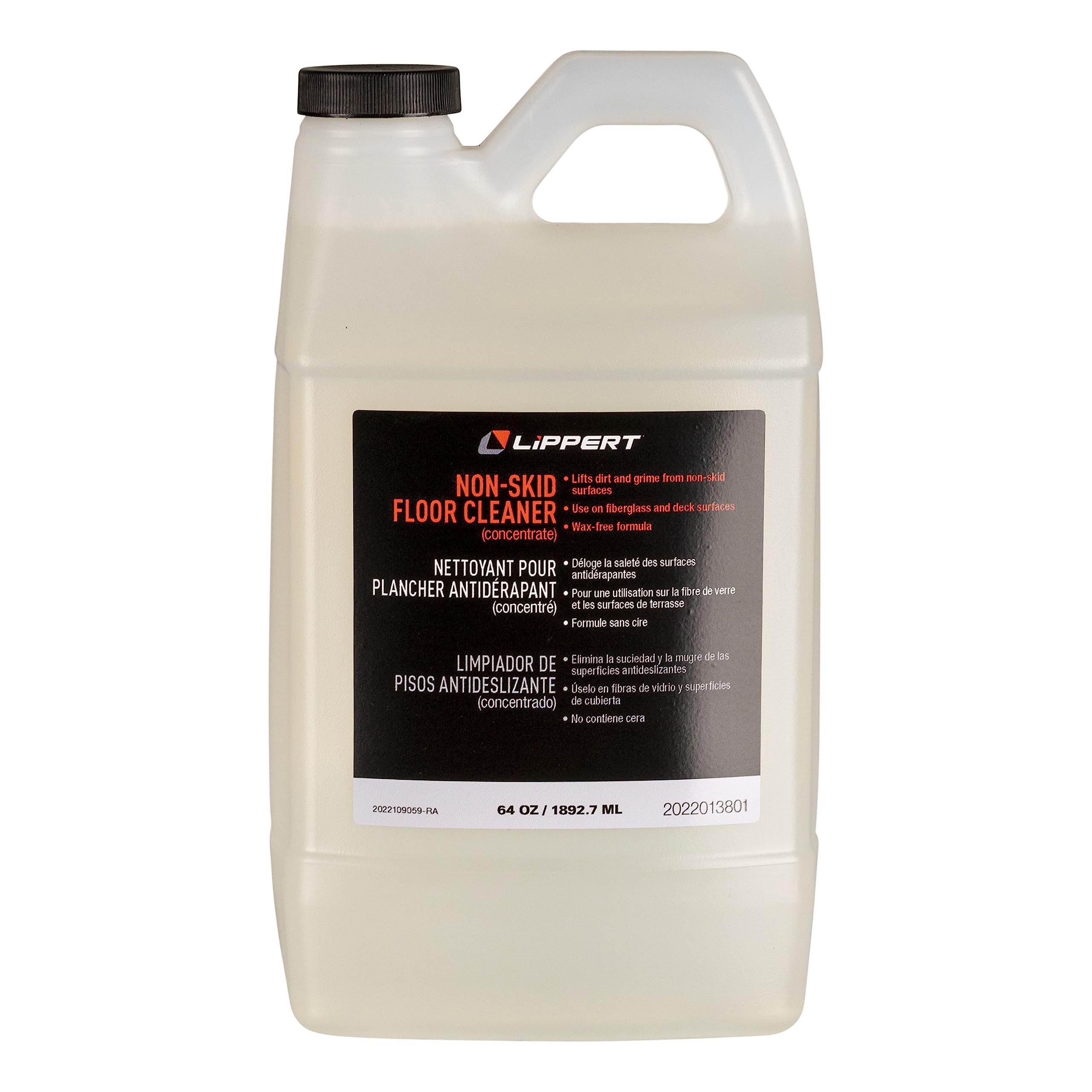 Lippert Floor Cleaner Non-Skid for Boat Interior, 64 oz., Wax-Free Formula, Removes Dirt, Use on Fiberglass Deck Surfaces, American Made – 2022013801