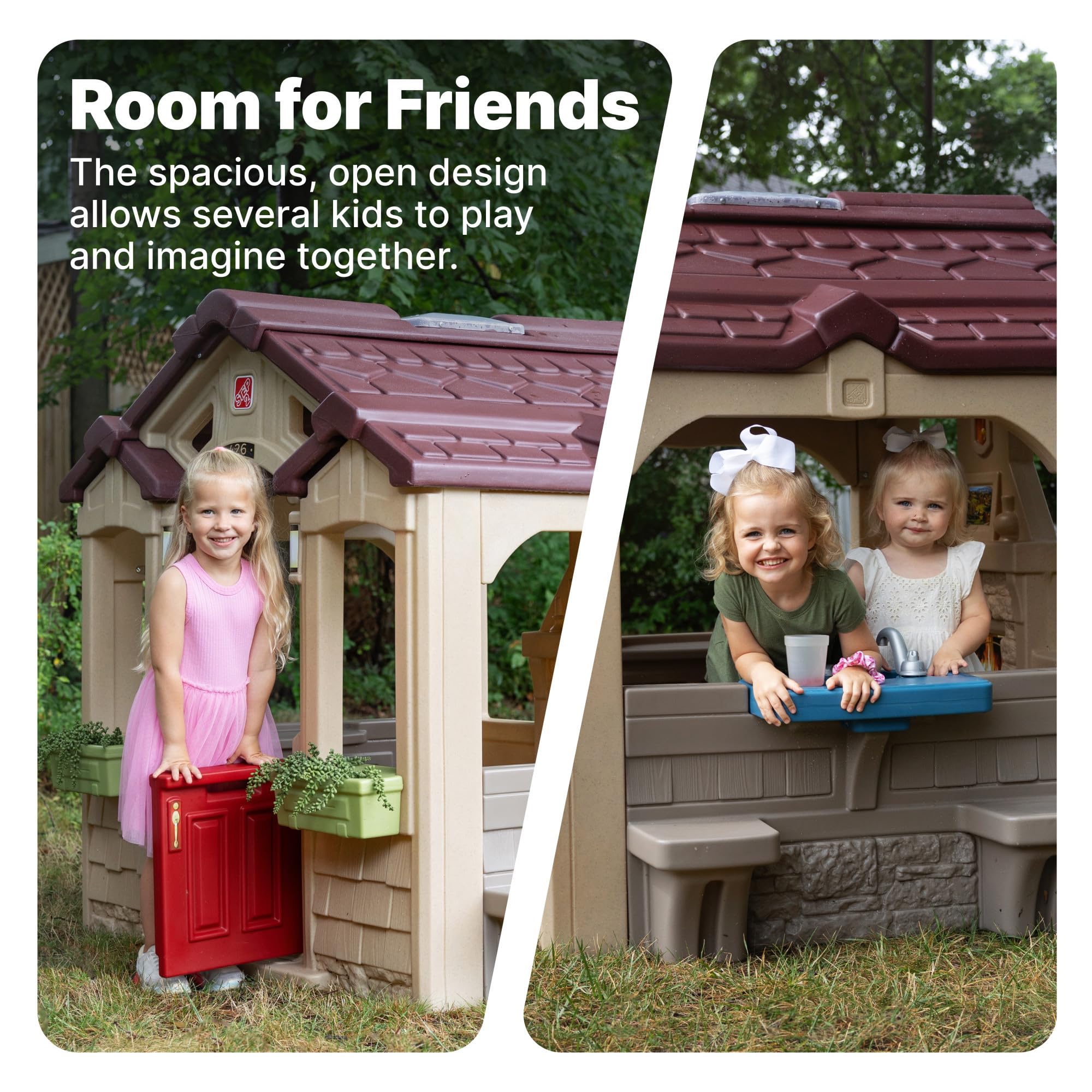 Step2 Kids Charming Cottage Playhouse, Indoor and Outdoor Clubhouse Playset, Interactive Sounds, Toddlers 2+ Years Old, Easy to Assemble