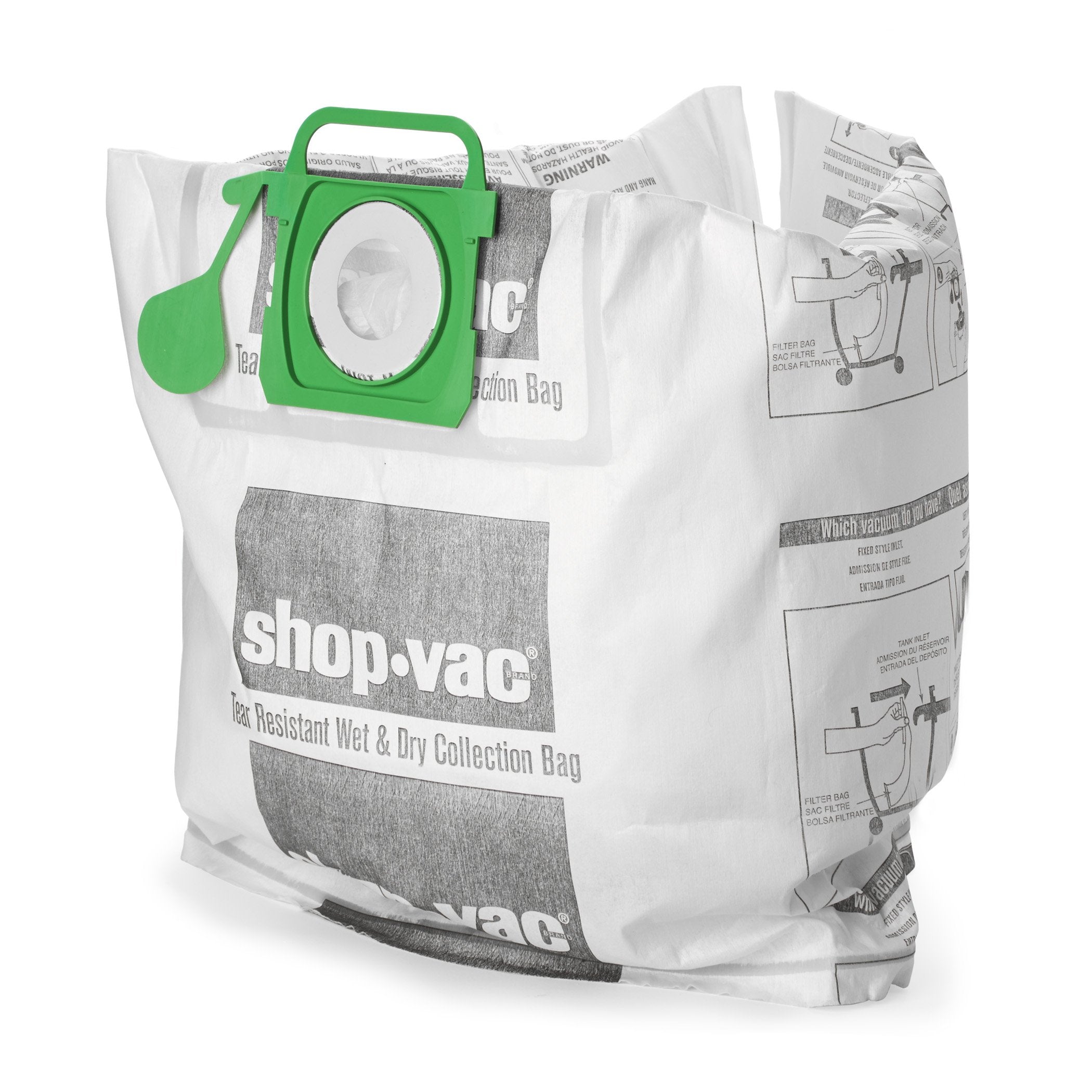 Wet/Dry Shop-Vac 9021533 Genuine Tear Resistant Collection Filter Bags, 5-10 gallon, White