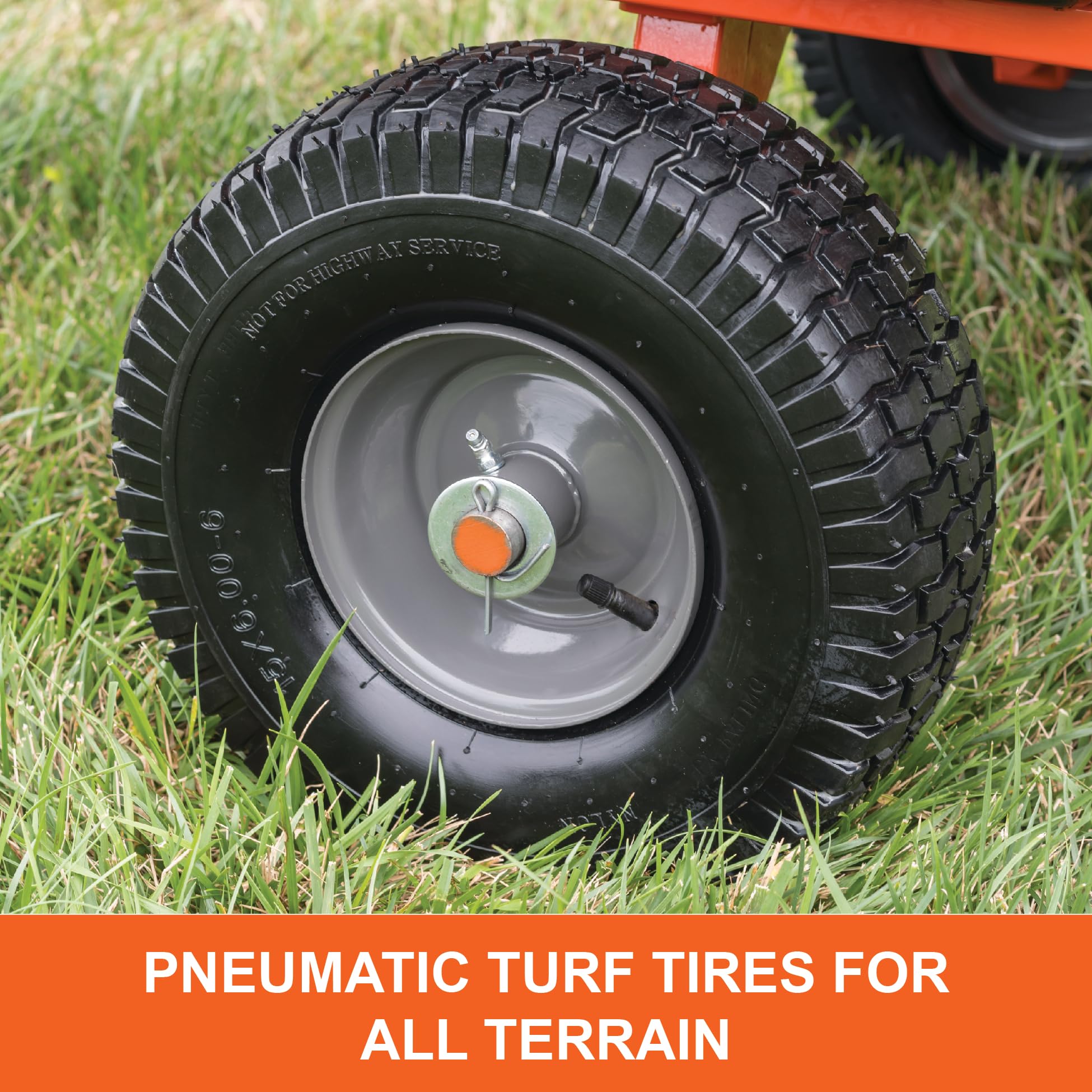Tow Behind Agri-Fab 45-0552 700 lbs Poly Dump/Swivel Cart, 12 CU. FT. Capacity; Lawn & Garden Cart/Trailer for Lawn Mowers, 15" Pneumatics Tires, Easy to Use Hand Dumping Mechanism