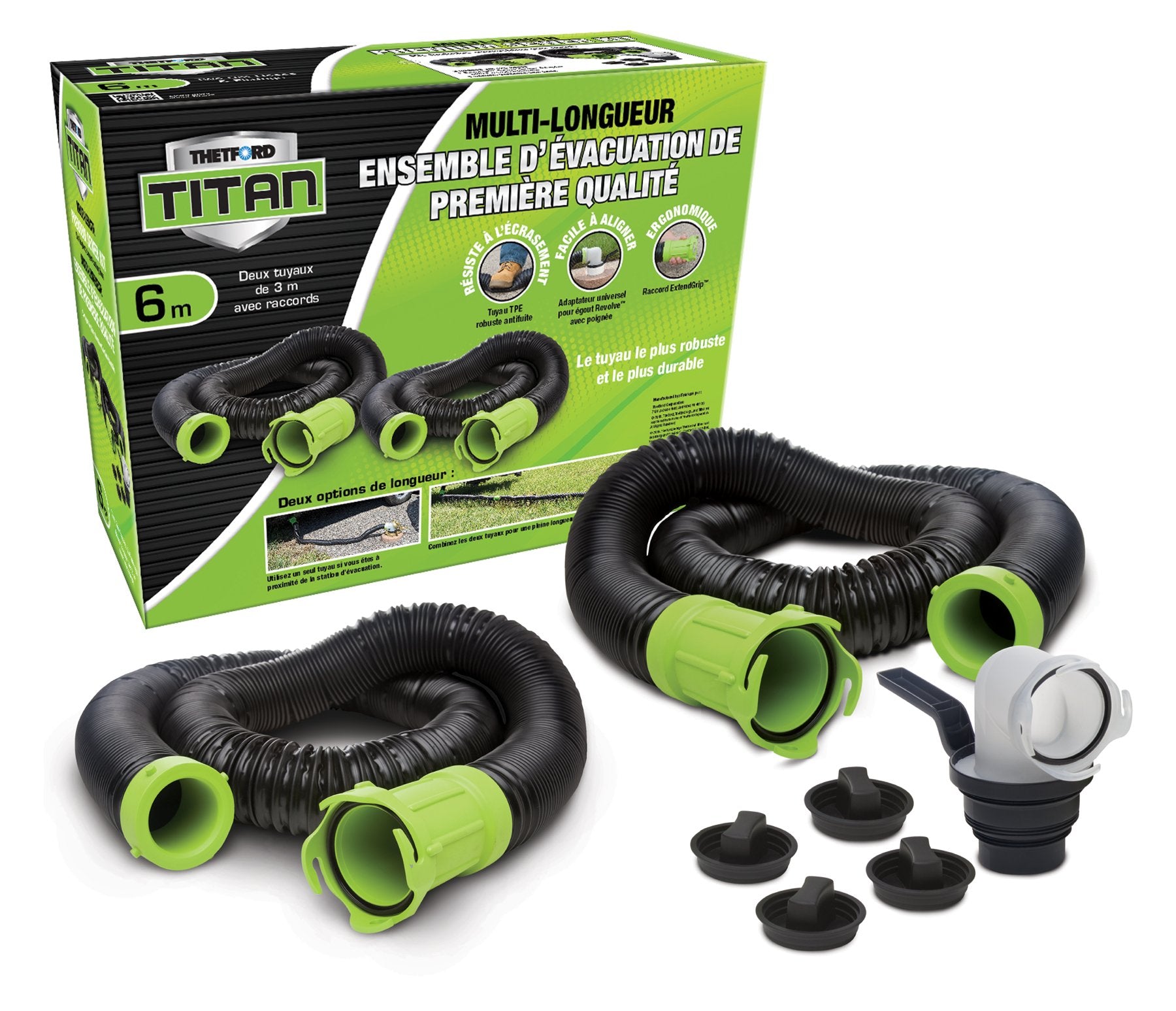 Titan Thetford 20 Feet Premium RV Sewer Hose Kit Bilingual, Black