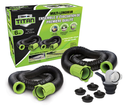 Titan Thetford 20 Feet Premium RV Sewer Hose Kit Bilingual, Black