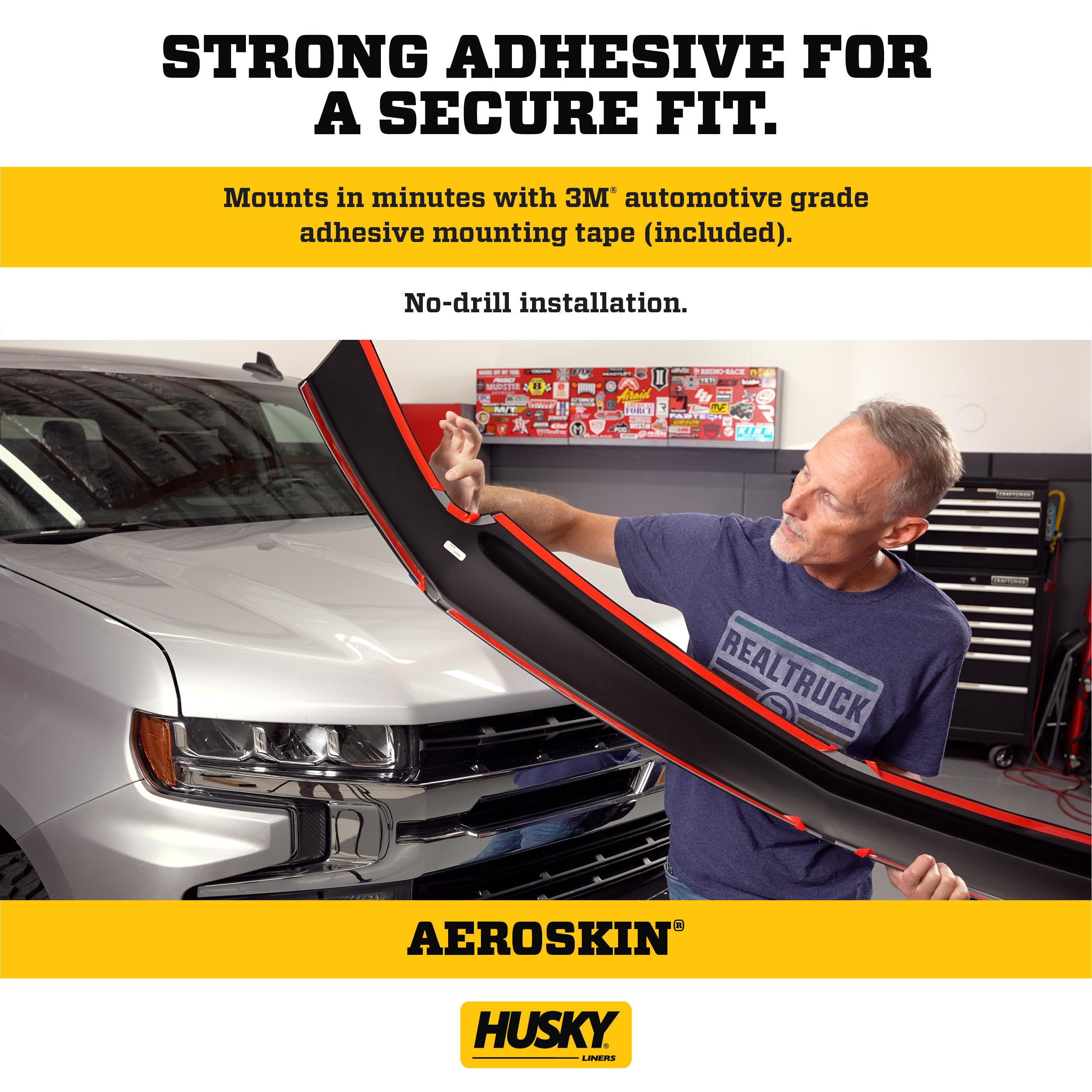 Aeroskin Hood Protector Husky Liners | Fits 2021-2026 Ford Bronco Sport | Low Profile Deflector/Bug Shield - 1 pc., Smoke | 2842188
