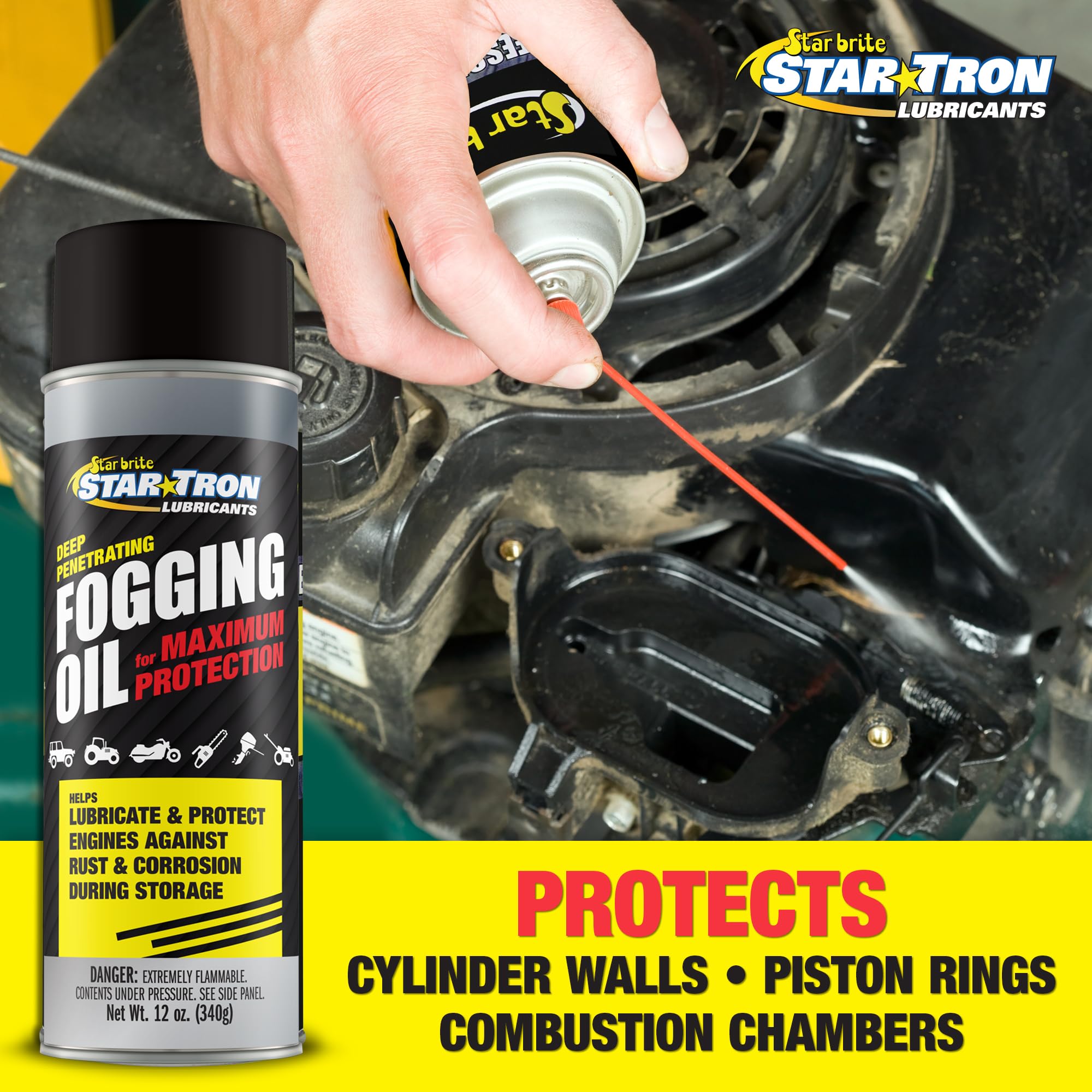 Deep Penetrating STAR BRITE Fogging Oil – Maximum Rust & Corrosion Protection for All Engines in Seasonal or Long-Term Storage - 12 OZ Spray (084812)