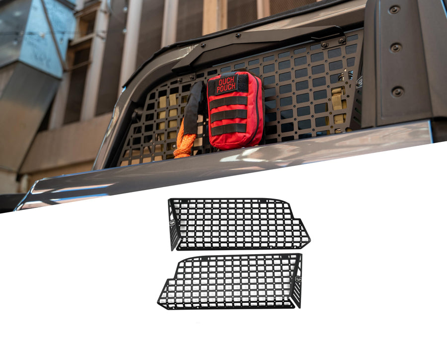 Rear Window Pocket Molle Panels DV8 Offroad for 2021-2025 Ford Bronco 2-Door | Wide Range of Mounting Options | Rigid Fitment | M6 Slots for Carriage Bolt Mounting | Fully Bolt-On Install | 3mm Steel