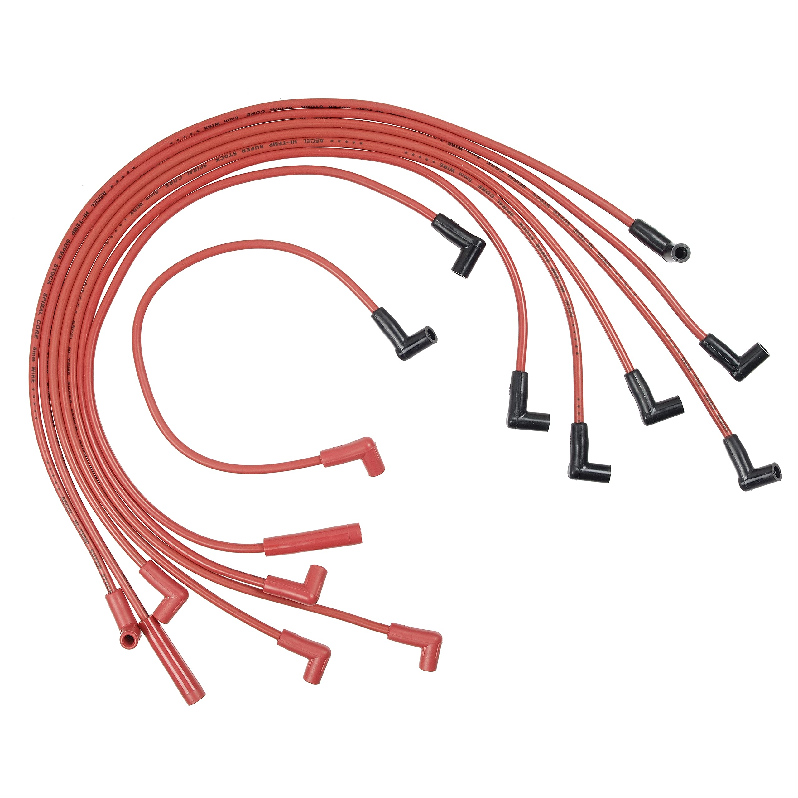 Spark Plug Wire Set ACCEL 5049R - Super Stock Spiral 8mm - Red