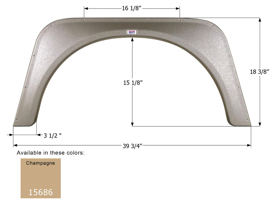Single Axle Fender Skirt ICON 15686 FS5686 for Triple E - Champagne