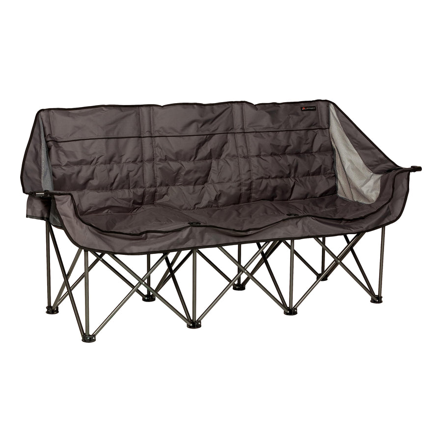 Lippert Folding Campfire Couch - Dark Grey, High-Loft, Foldable Sofa, Dual Cup Holders, Power Coated Steel Frame, Durable 600D Outdoor Polyester Fabric, 500 lb. Capacity, 2022114796