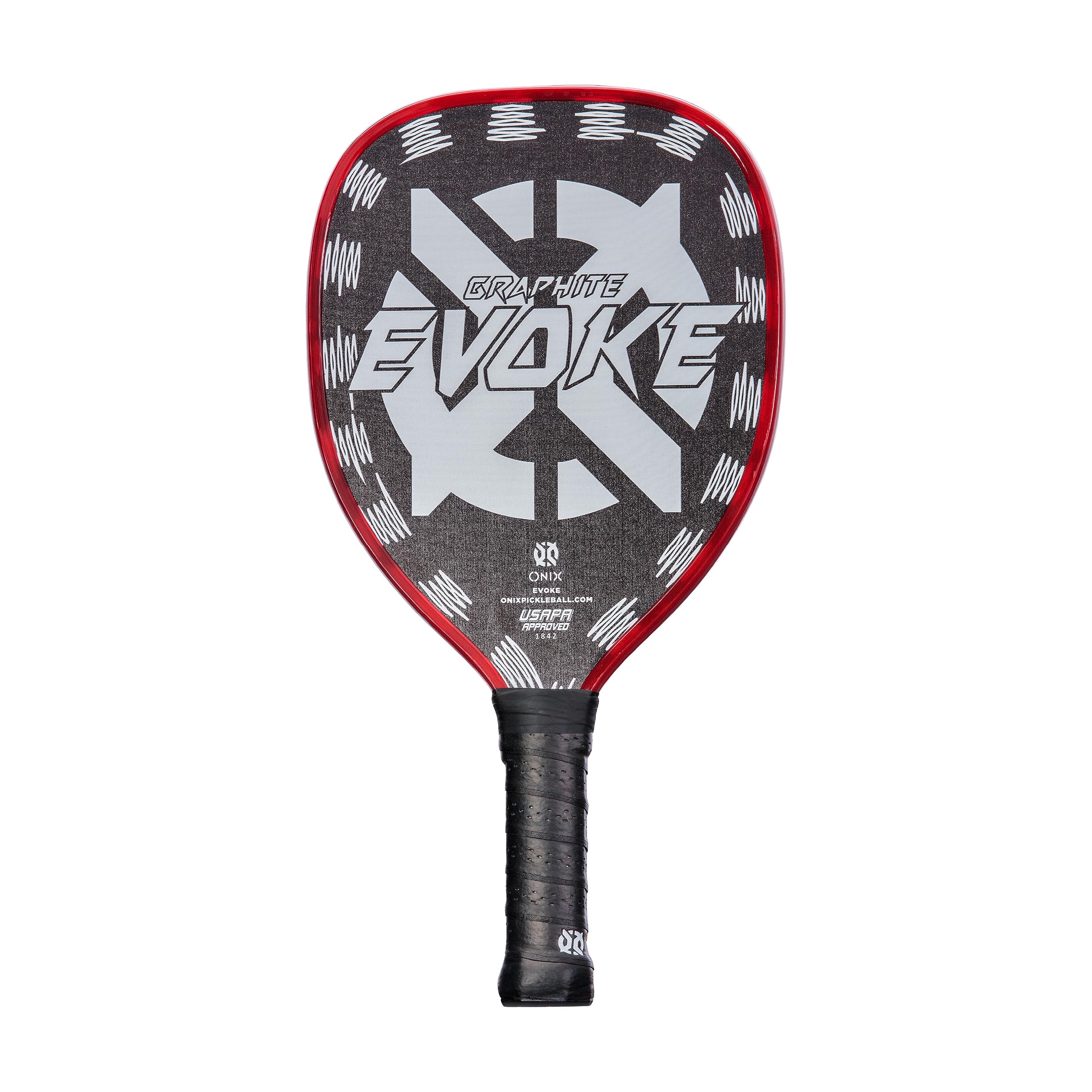 Graphite Onix Evoke Tear Drop Pickleball Paddle Features Tear Drop Shape, Polypropylene Core, and Graphite Face, White