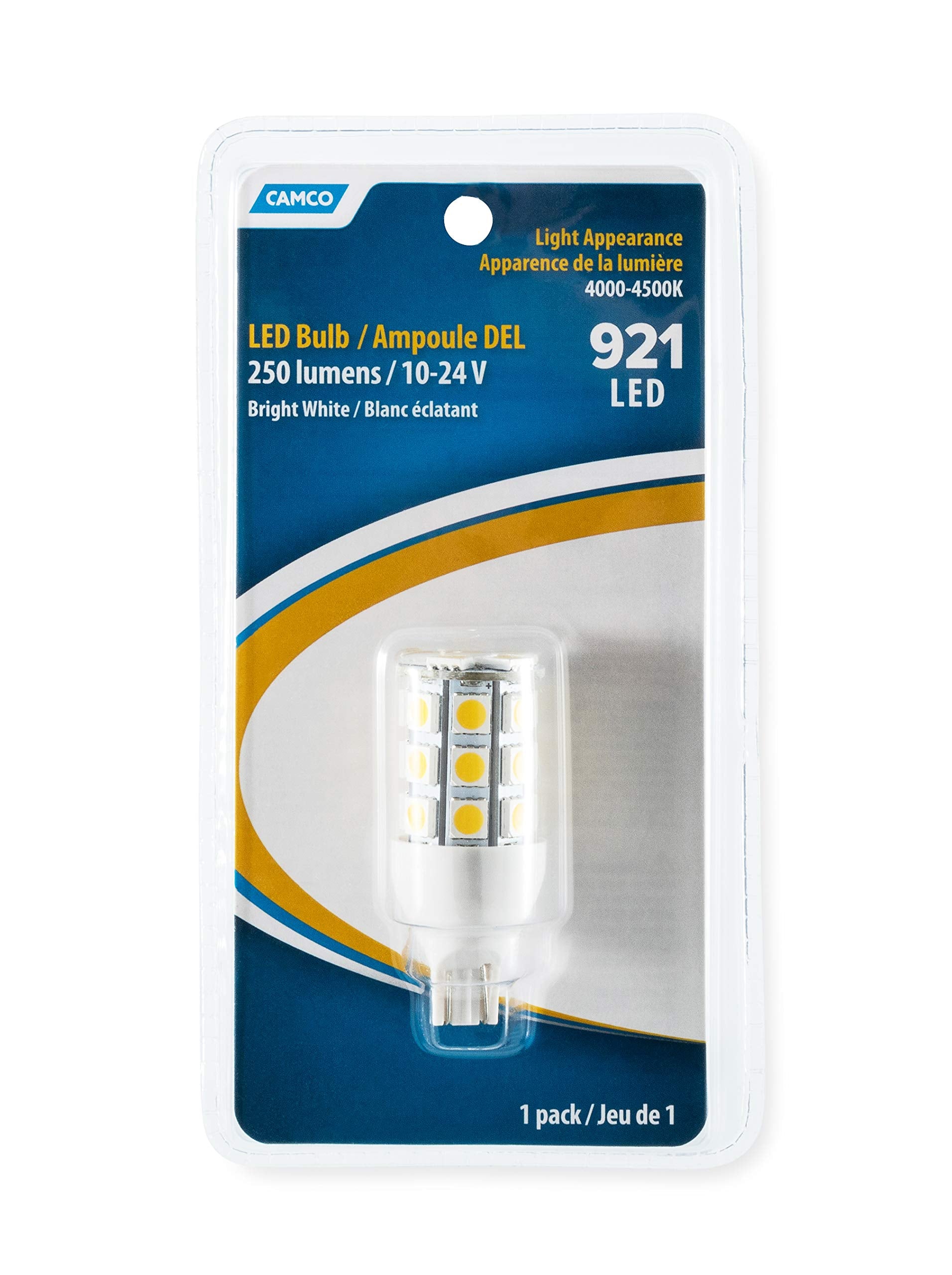 Replacement Light Bulb Camco 921 | for RV Lights or Camper Appliances | Features Long Lasting 30,000-Hour Life Expectancy | 12V DC, Bright White (54633)