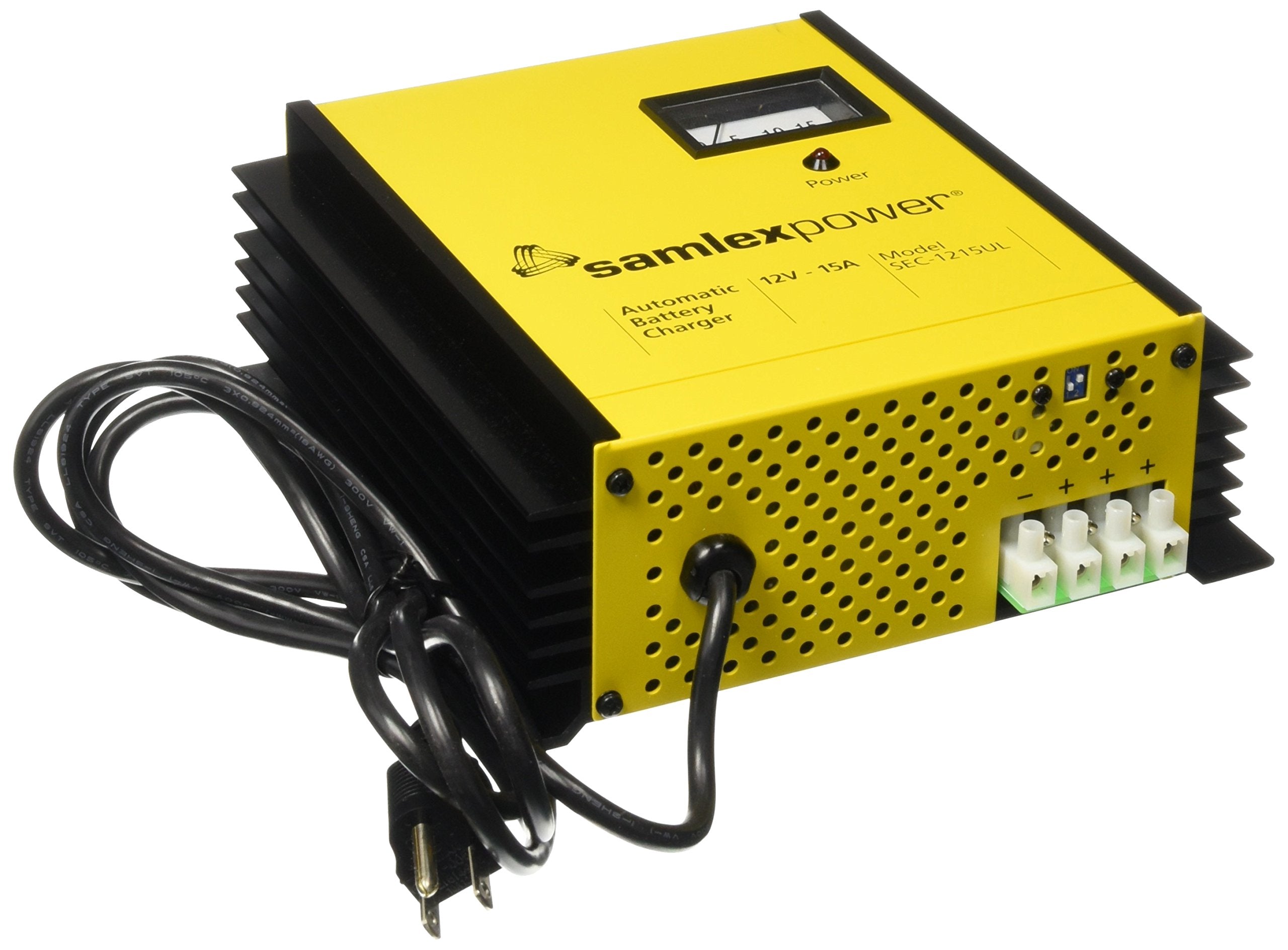 SEC-UL Series Samlex America 12V Battery Charger, 15 Amp, Yellow