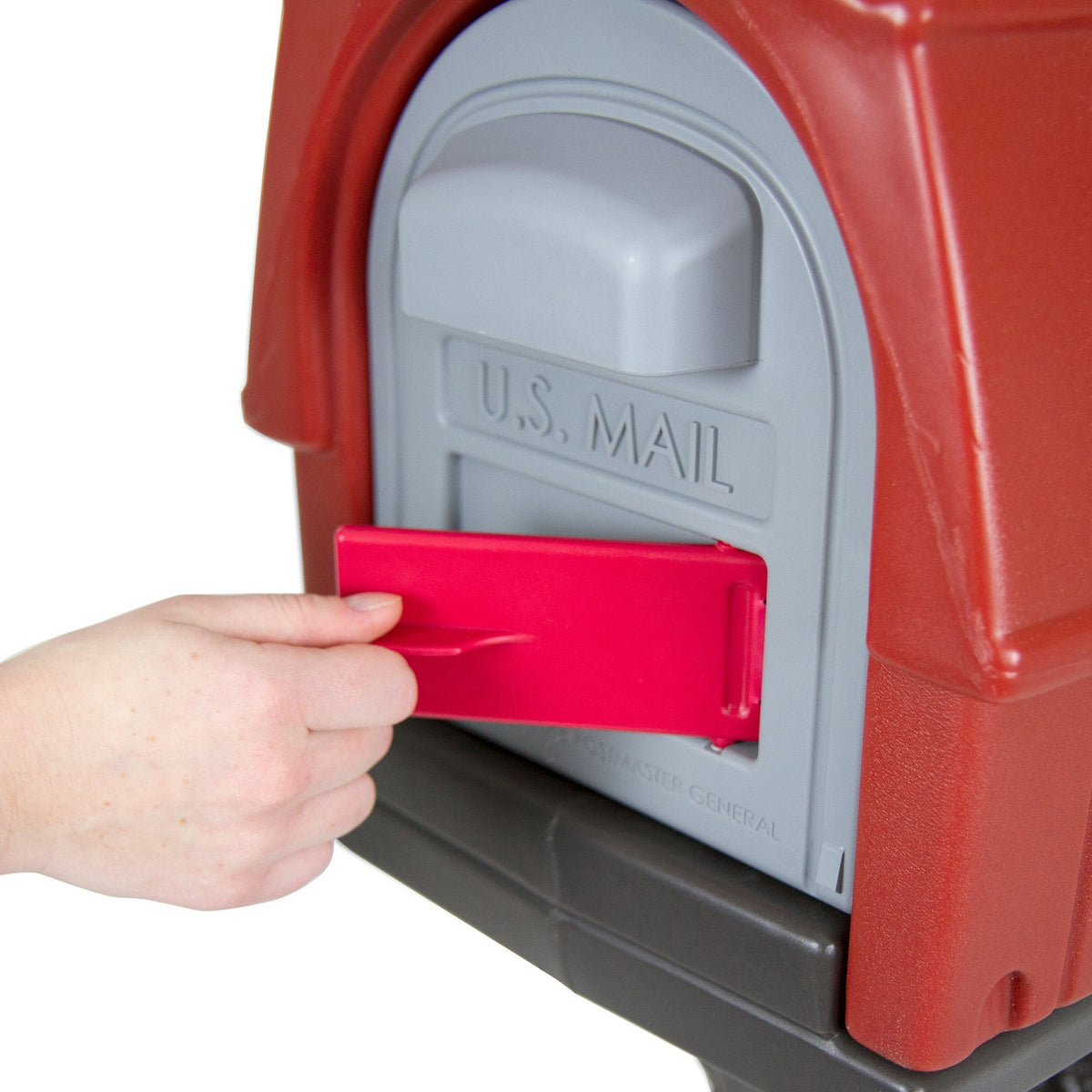 Plastic Rustic Red Barn Mailbox & Post Mount Combo Kit with 2 Access Doors Simplay3