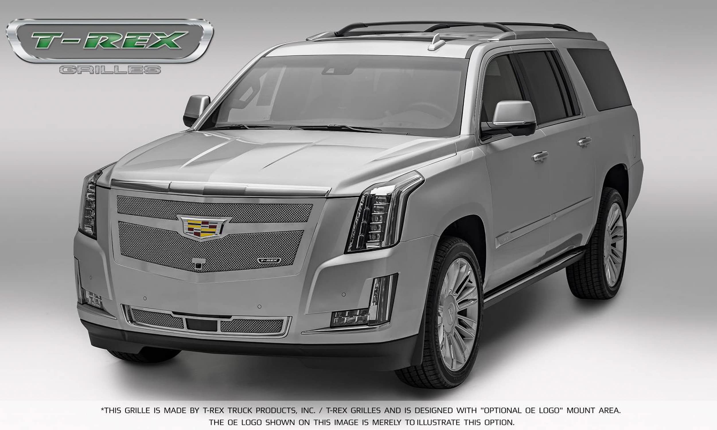 Upper Class Series T-Rex Grilles 2015i-2020 Escalade Bumper Grille, Chrome, 1 Pc, Replacement, Fits Vehicles with Adaptive Cruise Control - PN #57189, Polished
