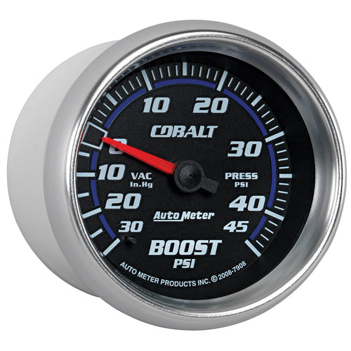 Auto Meter Cobalt 2-5/8" 30 in. Hg/45 PSI Mechanical Vacuum/Boost Gauge 7908
