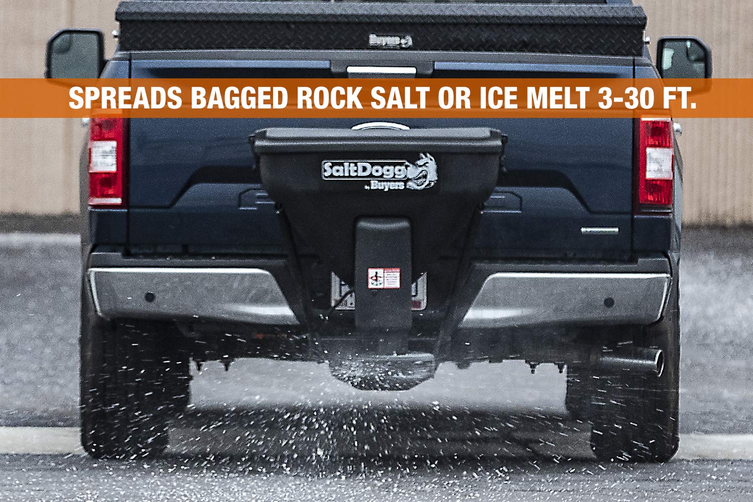 SaltDogg Buyers Products TGS02 Tailgate Salt Spreader, Made In The USA, 4.0 cu ft/300lbs Capacity, Horizontal Auger Feed, Salt Spreader For Residential & Light Commercial Work