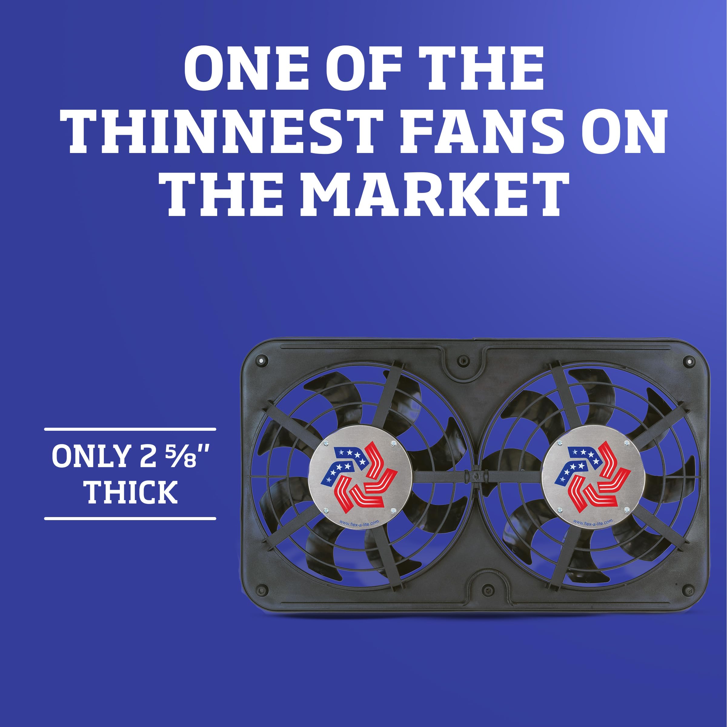 Dual S-Blade Flex-A-Lite Lo-Profile Electric Fan, Pusher-Puller / Reversible Fan (440), Car Accessories, 12-1/8 Inches